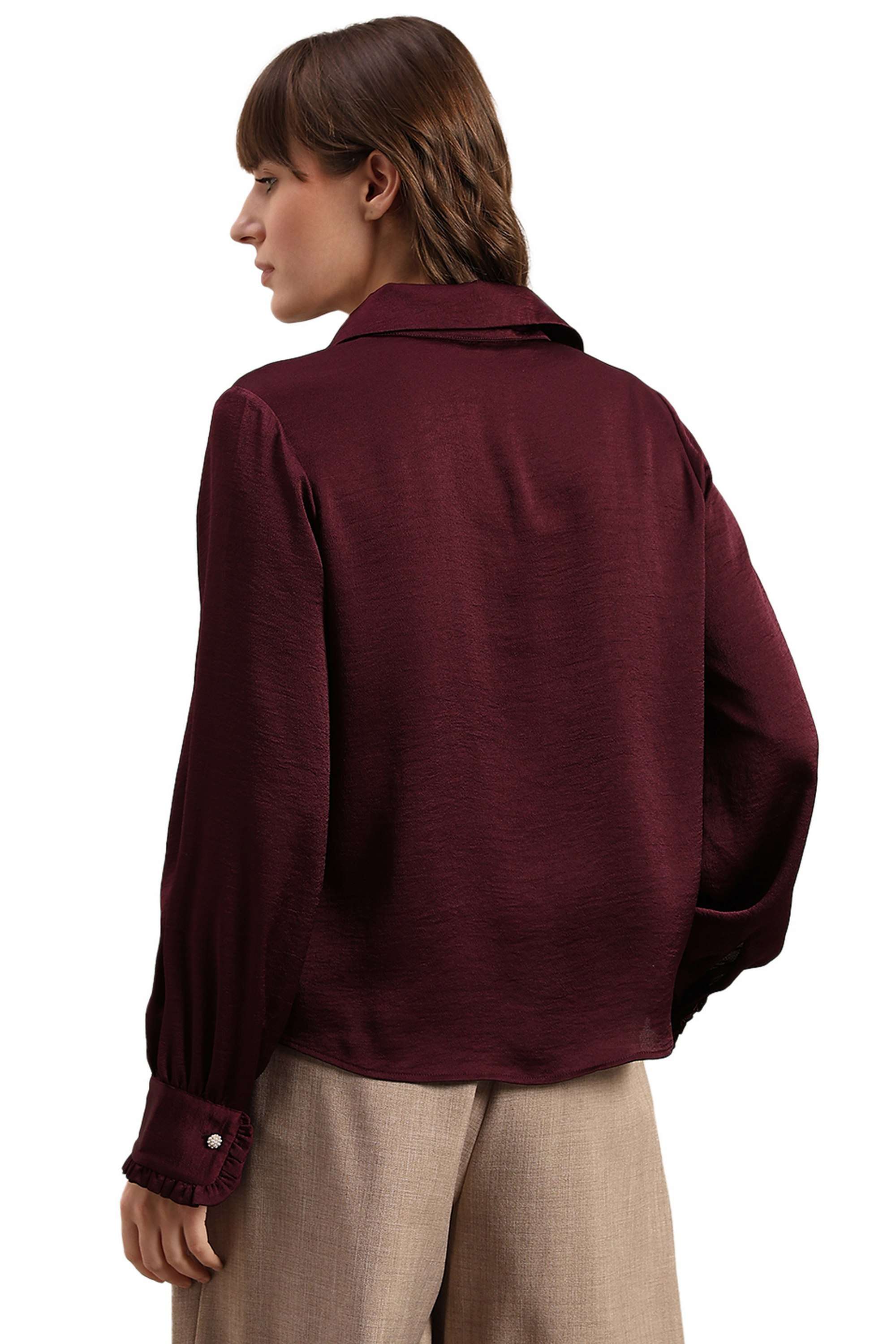 Solid-Blended-Fabric-Regular-Fit-Women-s-Shirt