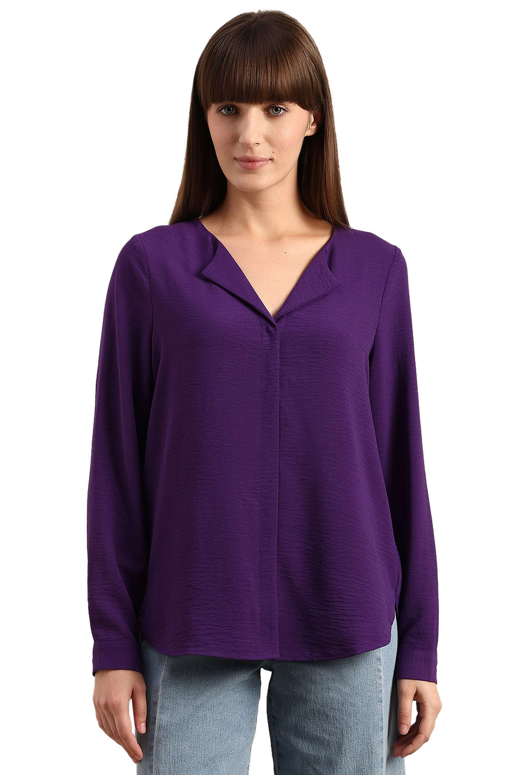 Solid-Polyester-Regular-Fit-Women-s-Shirt