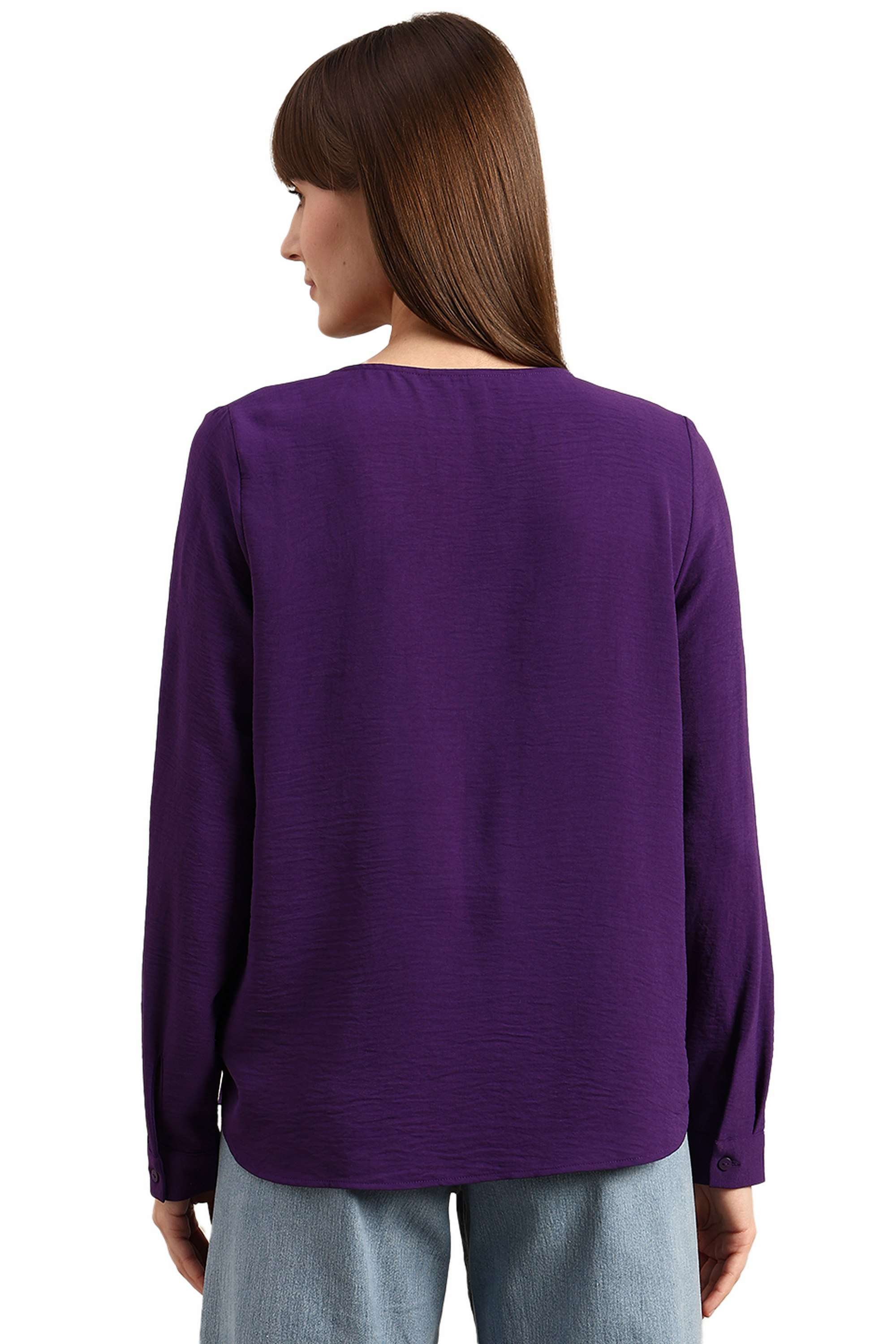 Solid-Polyester-Regular-Fit-Women-s-Shirt