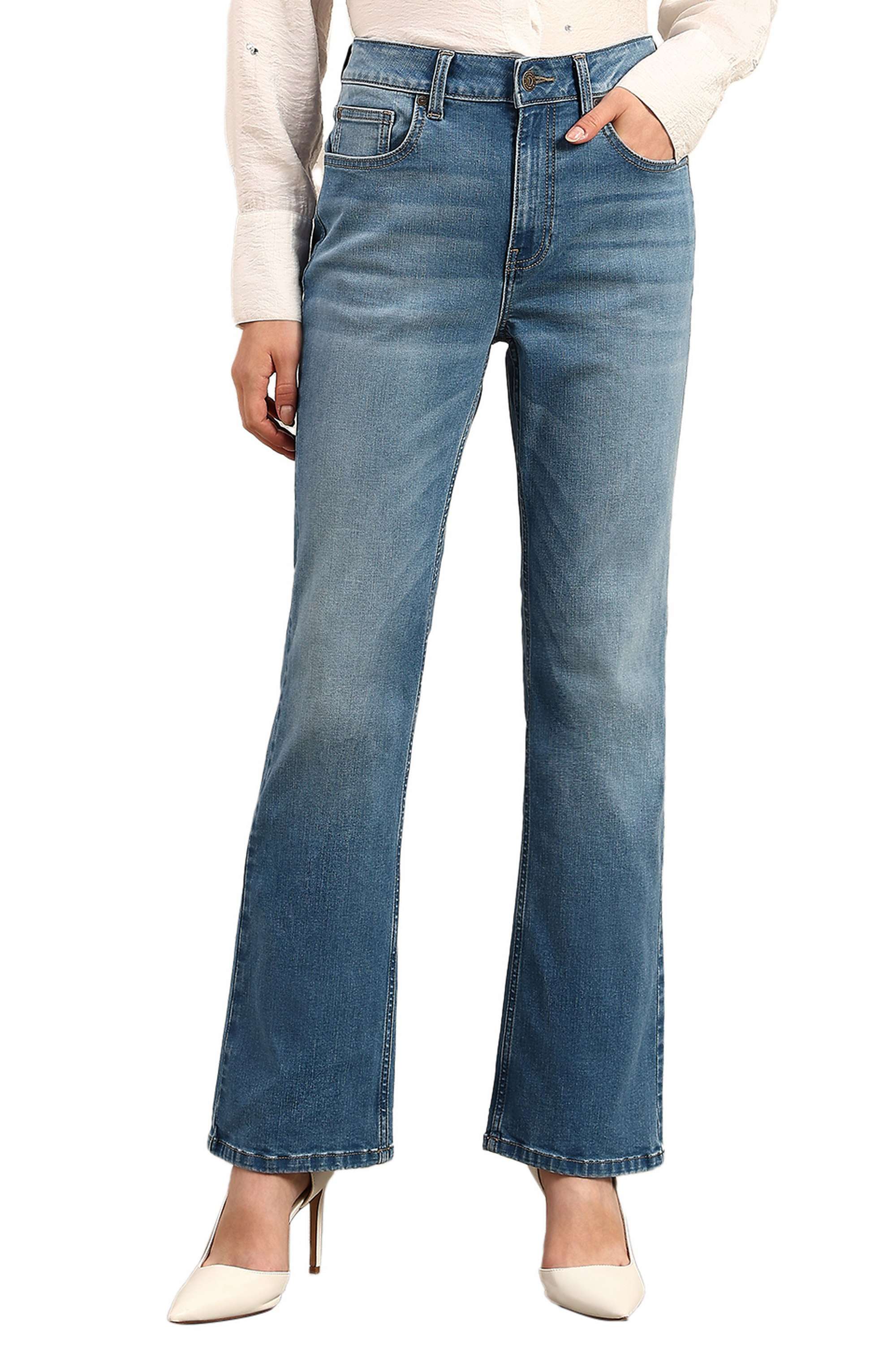 Solid-Blended-Fabric-Regular-Fit-Women-s-Jeans