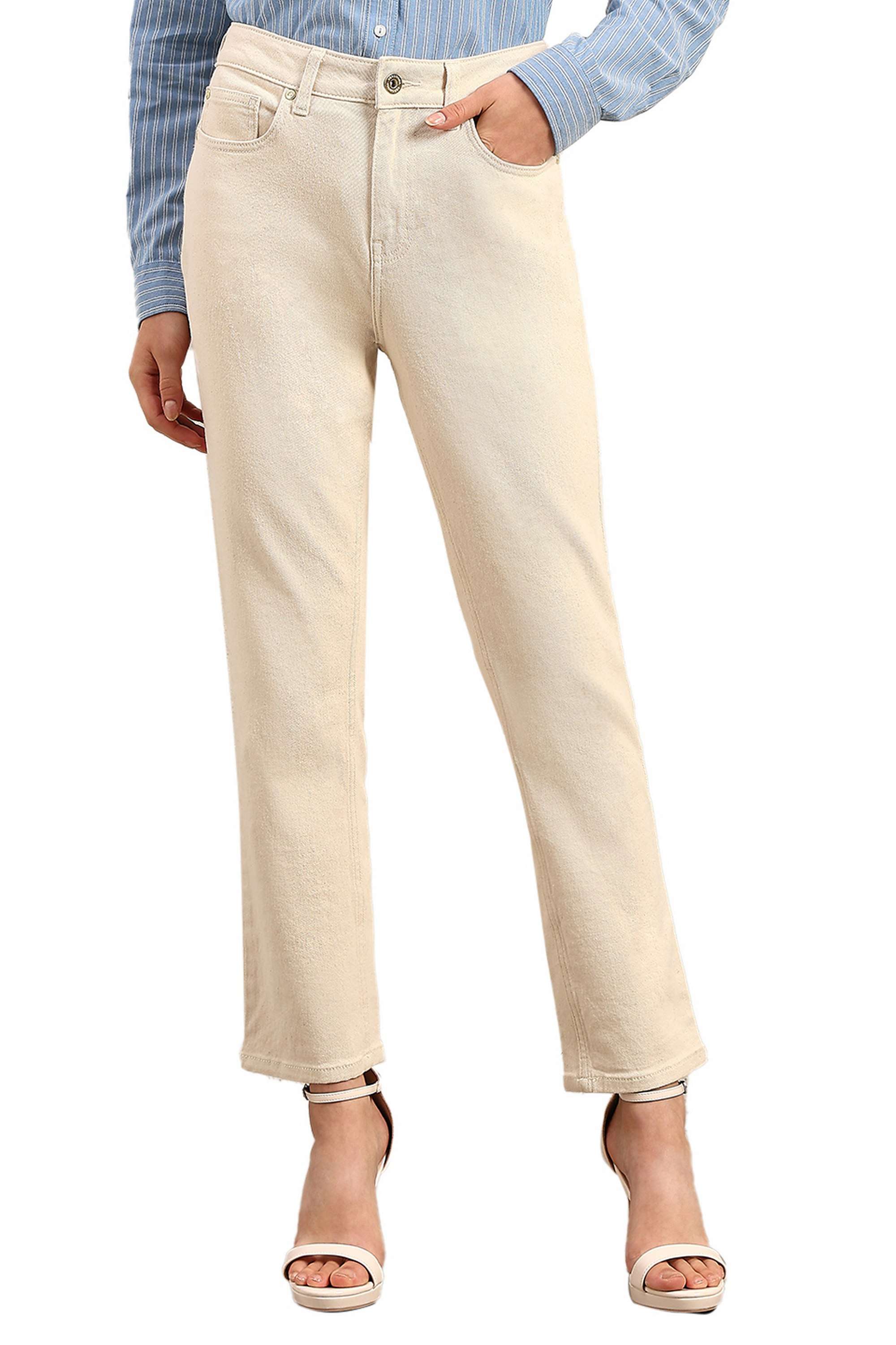 Solid-Blended-Fabric-Regular-Fit-Women-s-Jeans