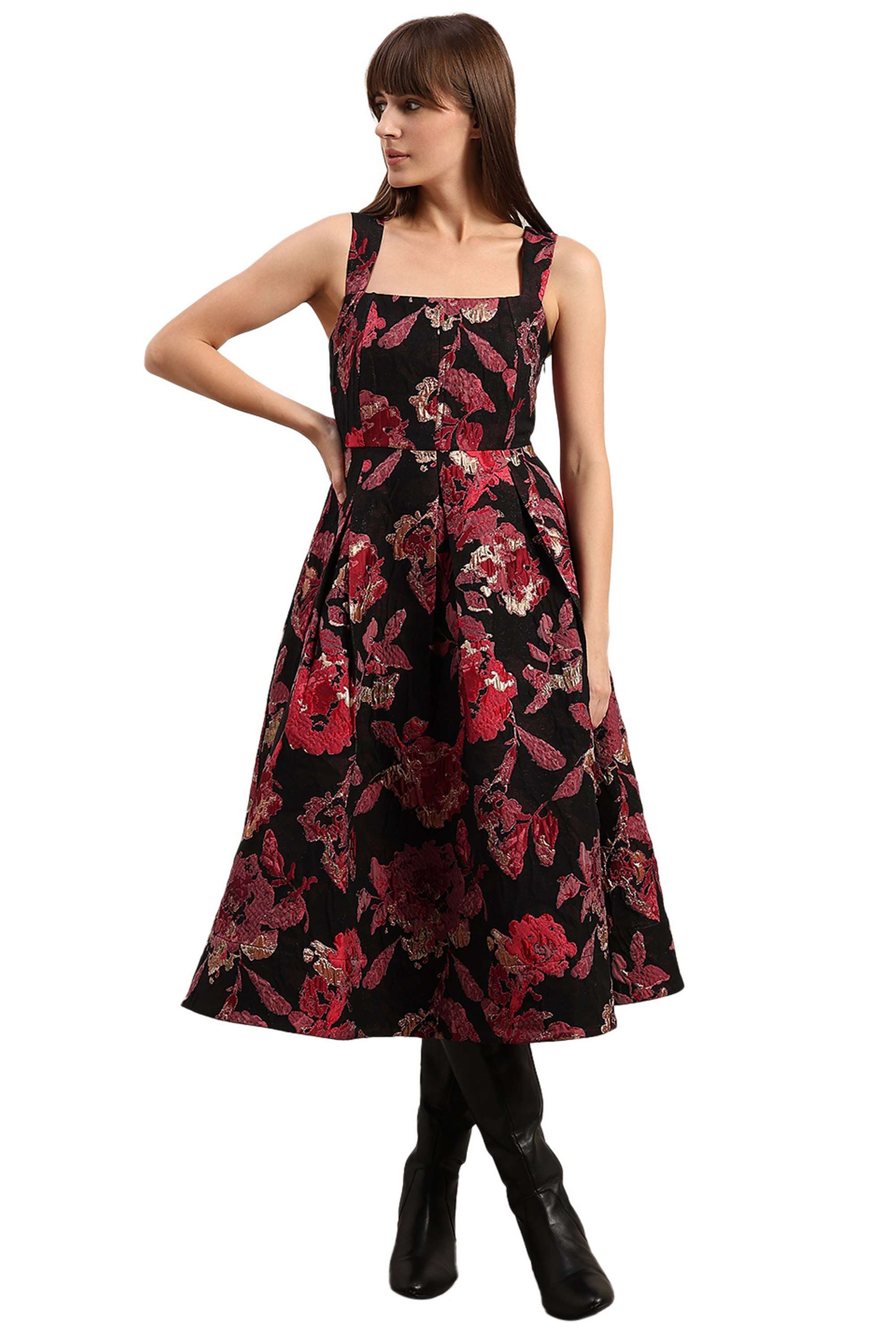 Solid-Blended-Fabric-Regular-Fit-Women-s-Dress