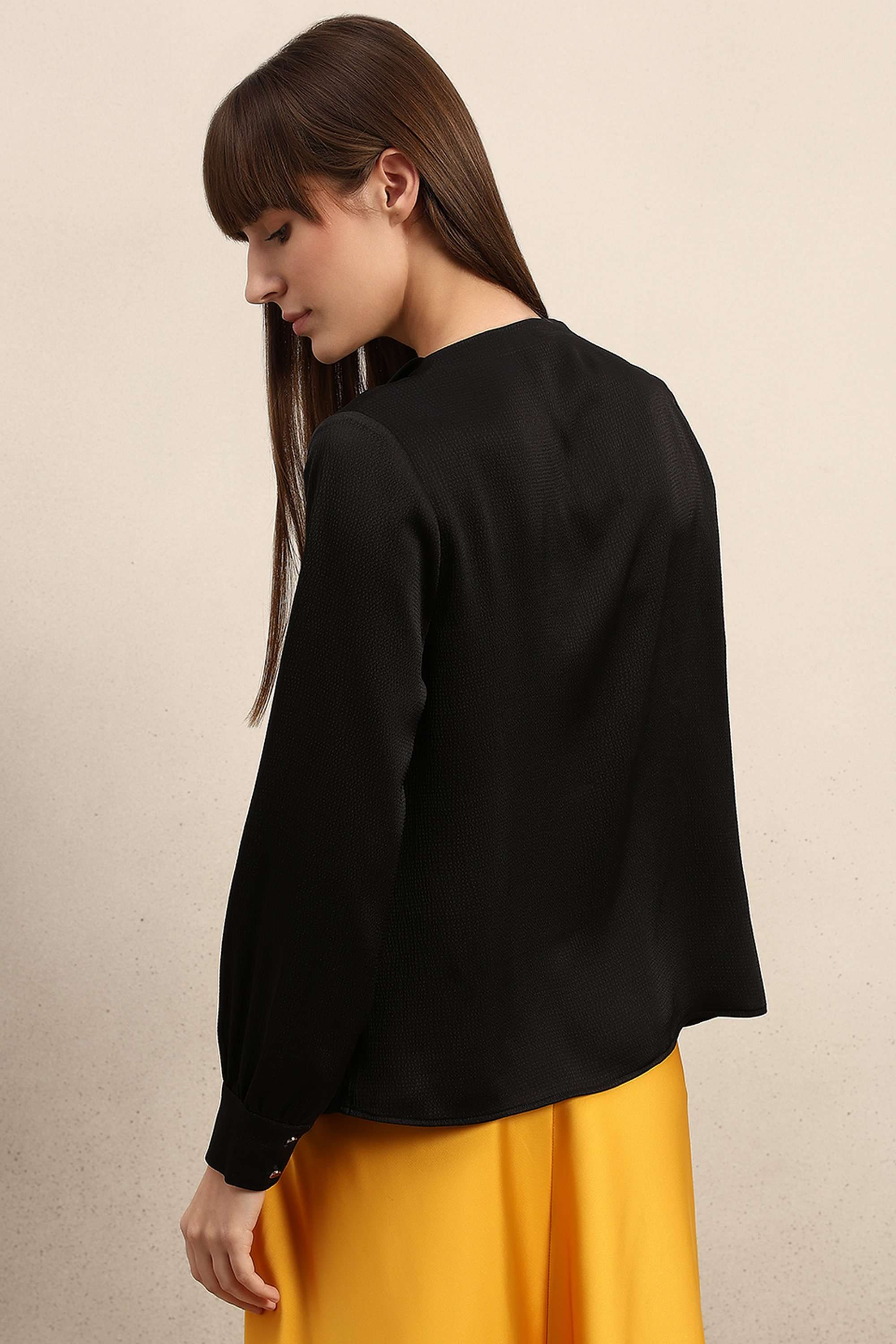 Textured-Blended-Fabric-Cowl-Neck-Women-Top
