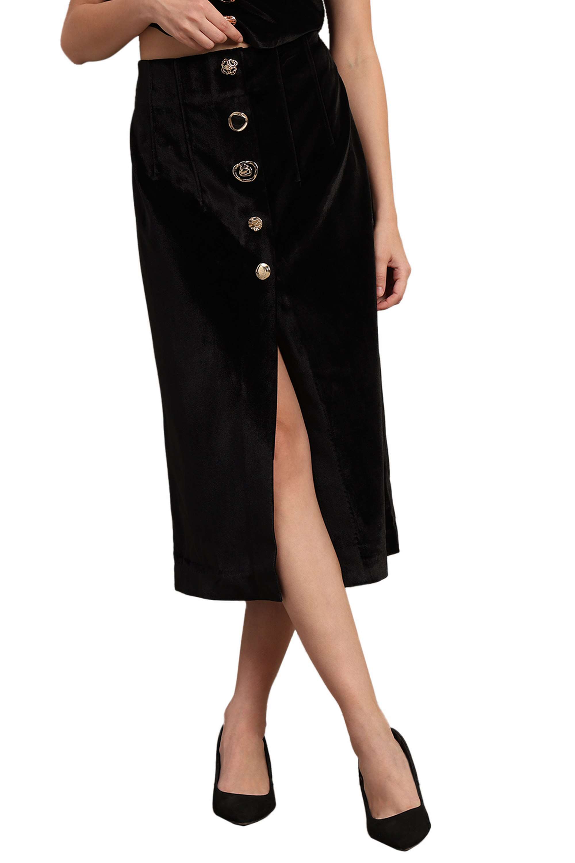 Solid-Polyester-Regular-Fit-Women-s-Skirt