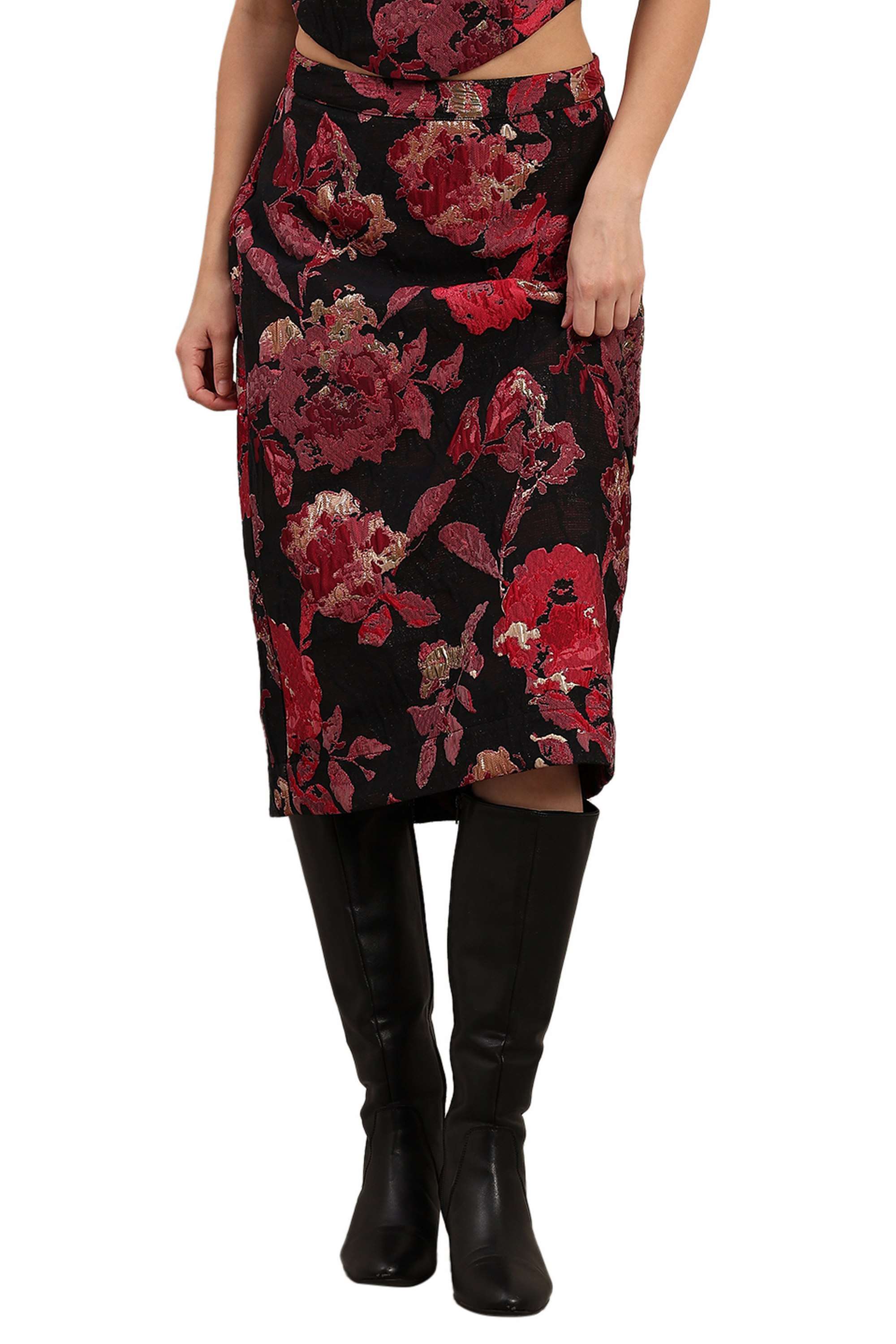 Solid-Blended-Fabric-Regular-Fit-Women-s-Skirt