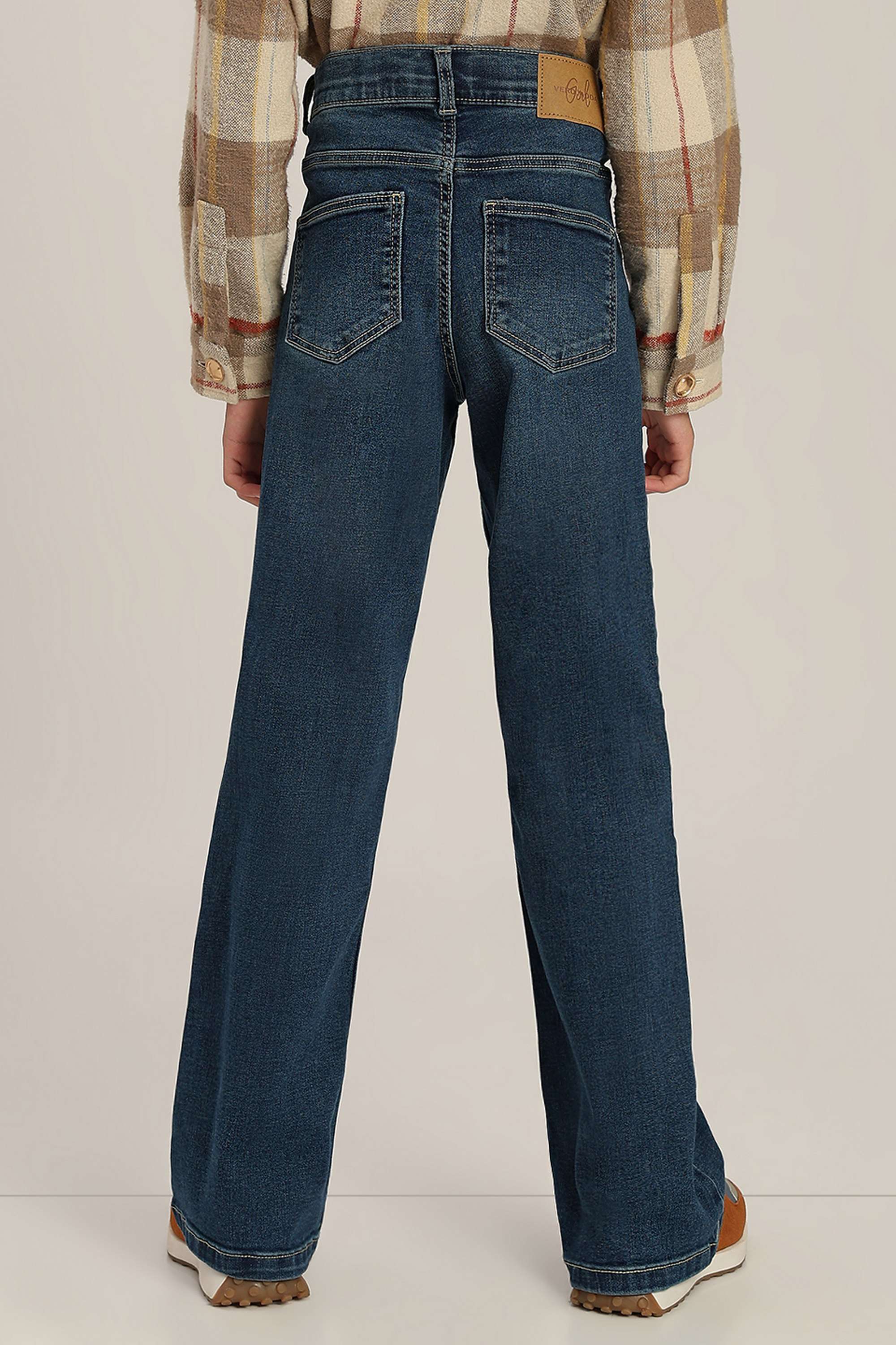 Checks-Blended-Fabric-Regular-Fit-Girls-Jeans