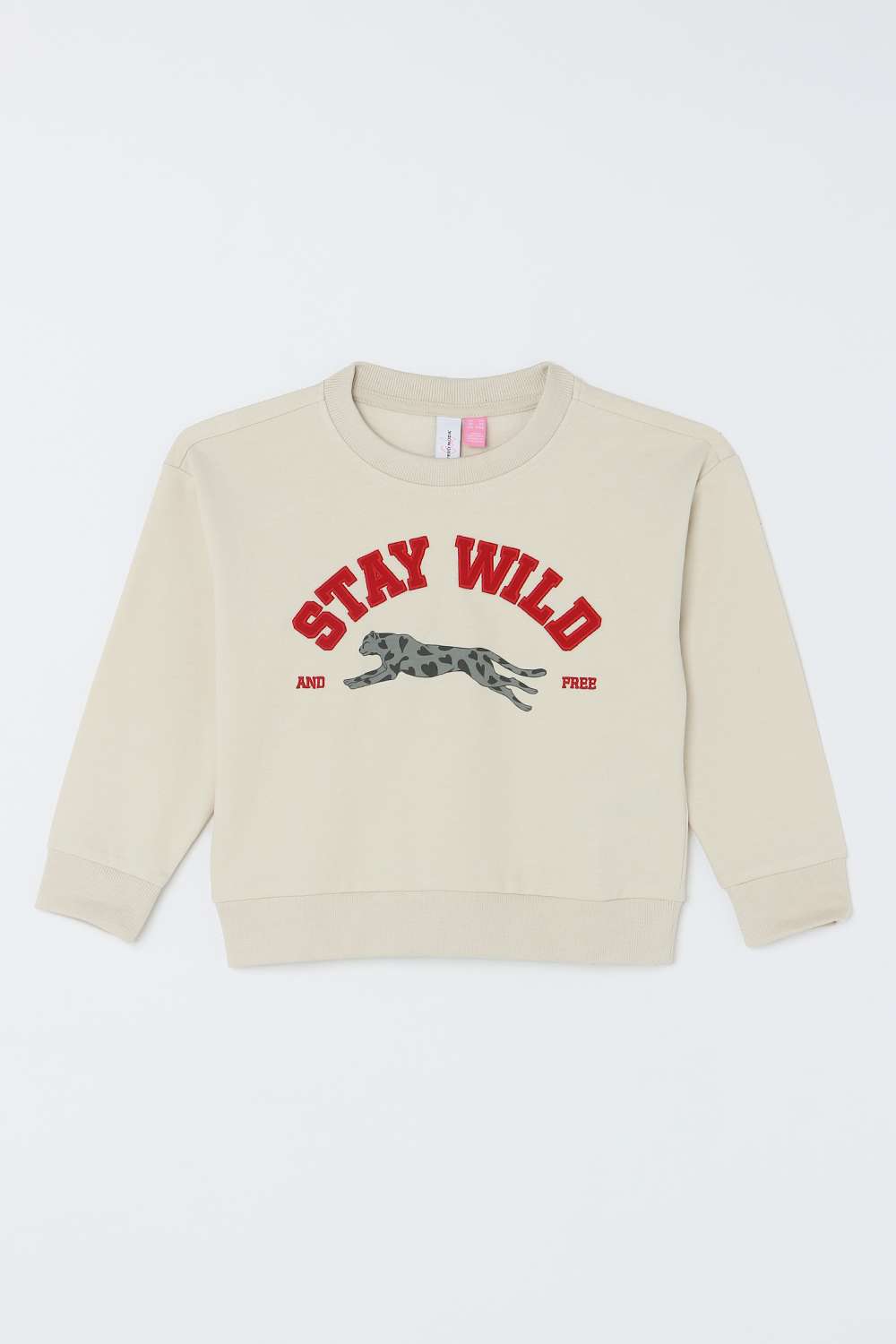 Graphic-Print-Blended-Fabric-Round-Neck-Girls-Sweater