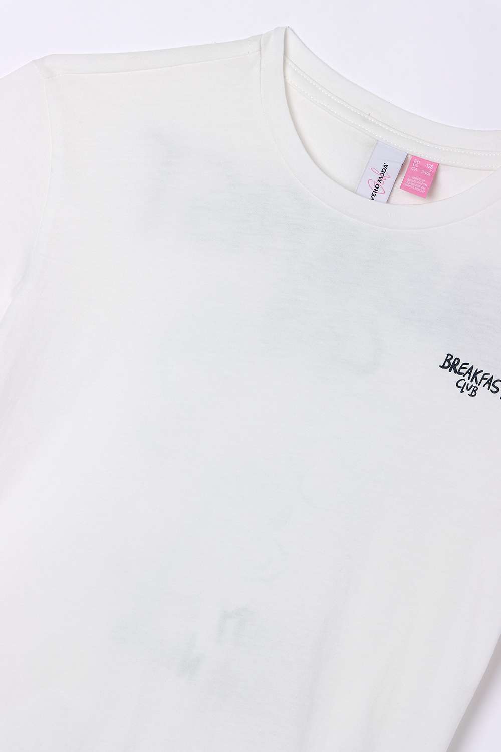 Solid-Blended-Fabric-Round-Neck-Girls-T-Shirt