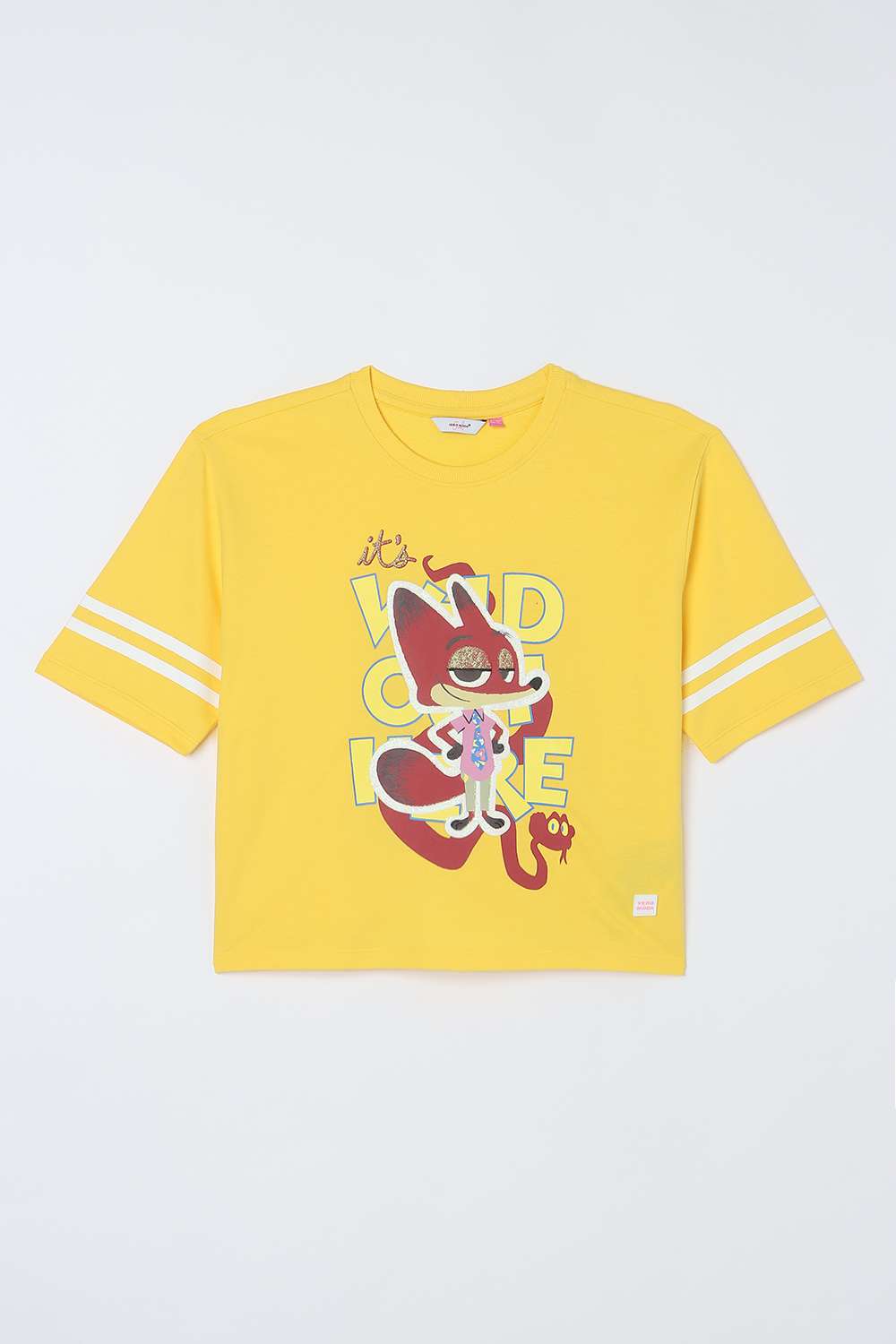 Solid-Blended-Fabric-Round-Neck-Girls-T-Shirt