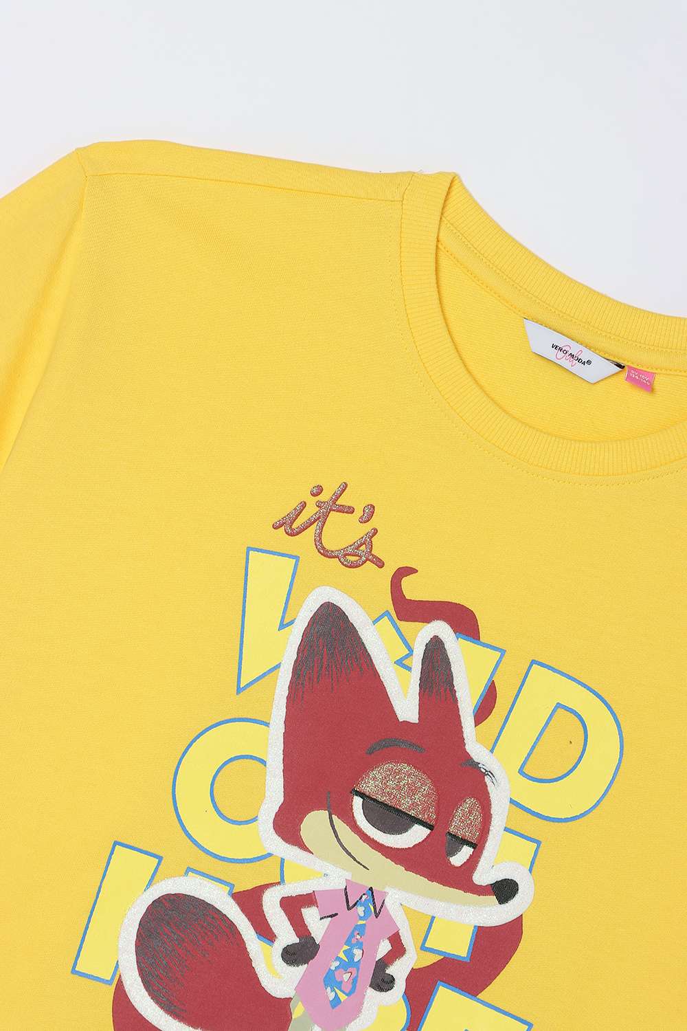 Solid-Blended-Fabric-Round-Neck-Girls-T-Shirt