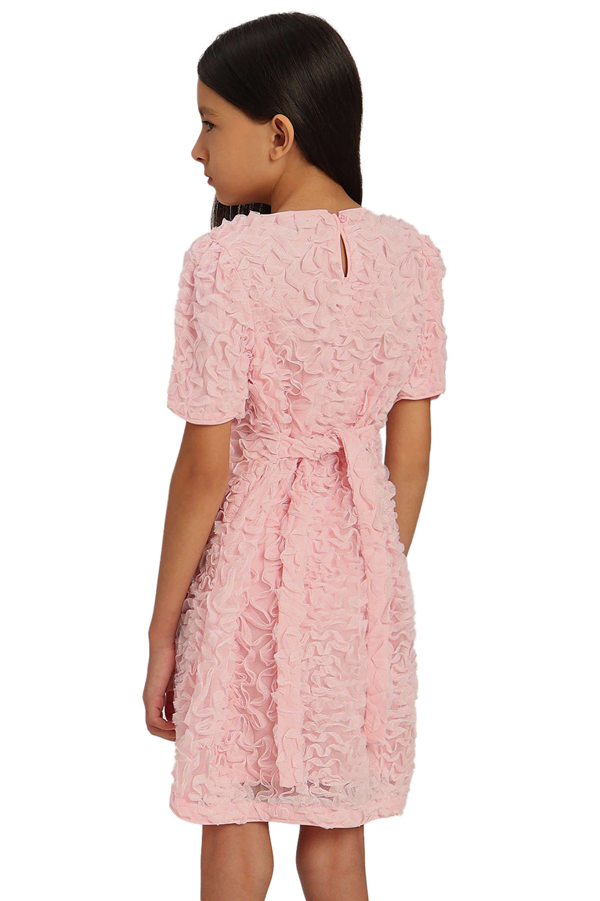 Floral-Polyester-Round-Neck-Girl-s-Casual-Wear-Dress