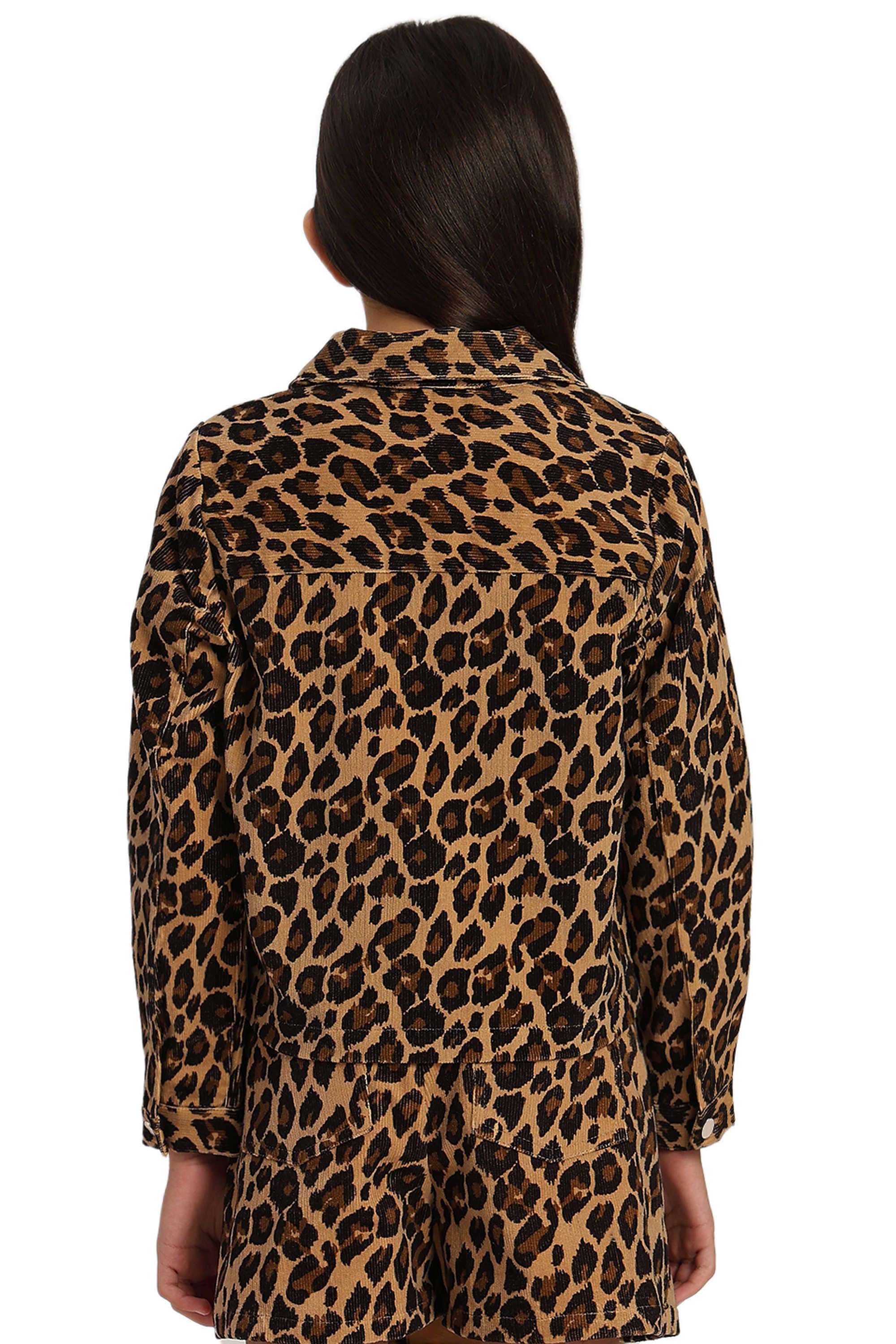 Animal-Print-Blended-Fabric-Collared-Girl-s-Shirt