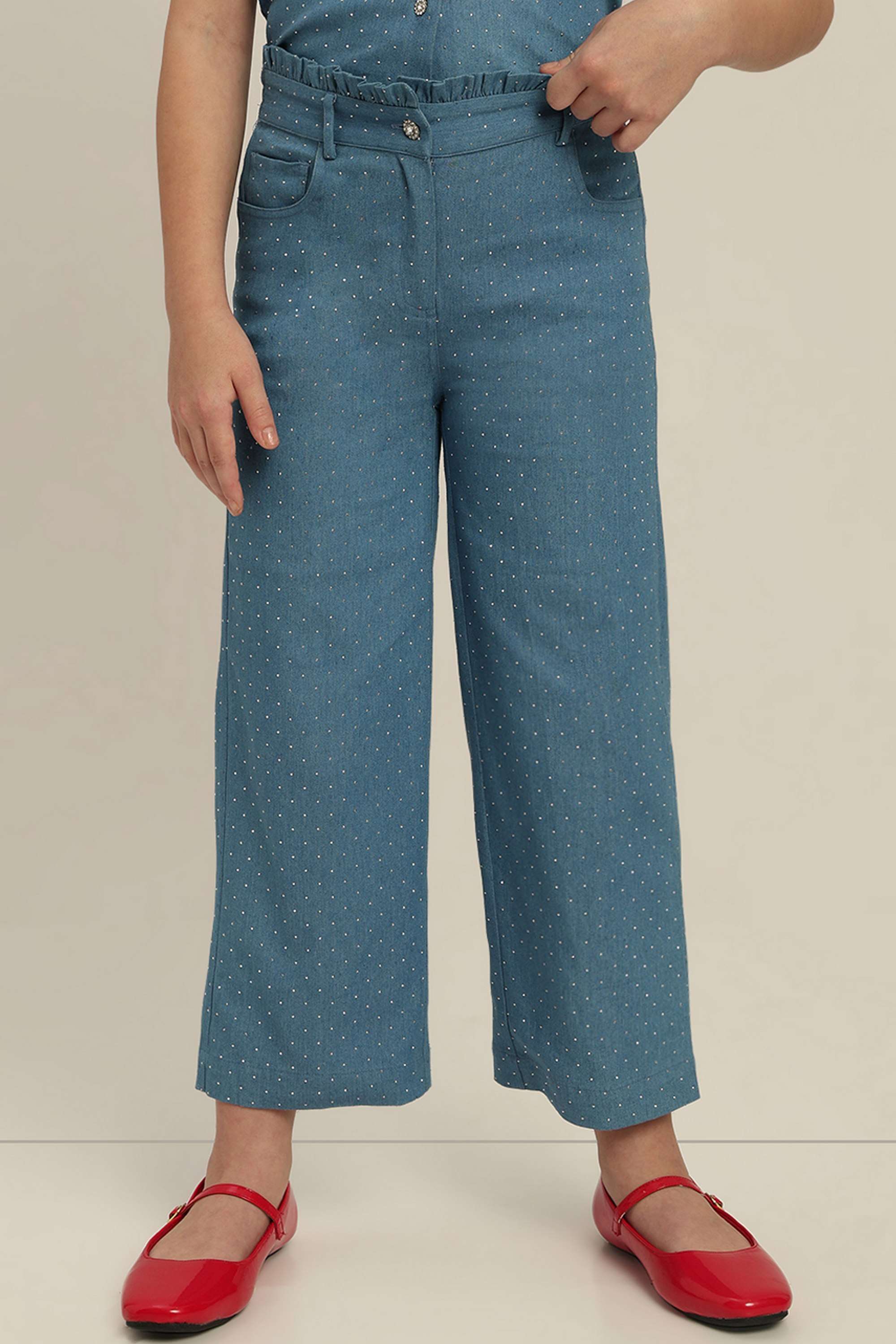 Embellished-Blended-Fabric-Regular-Fit-Girls-Pants