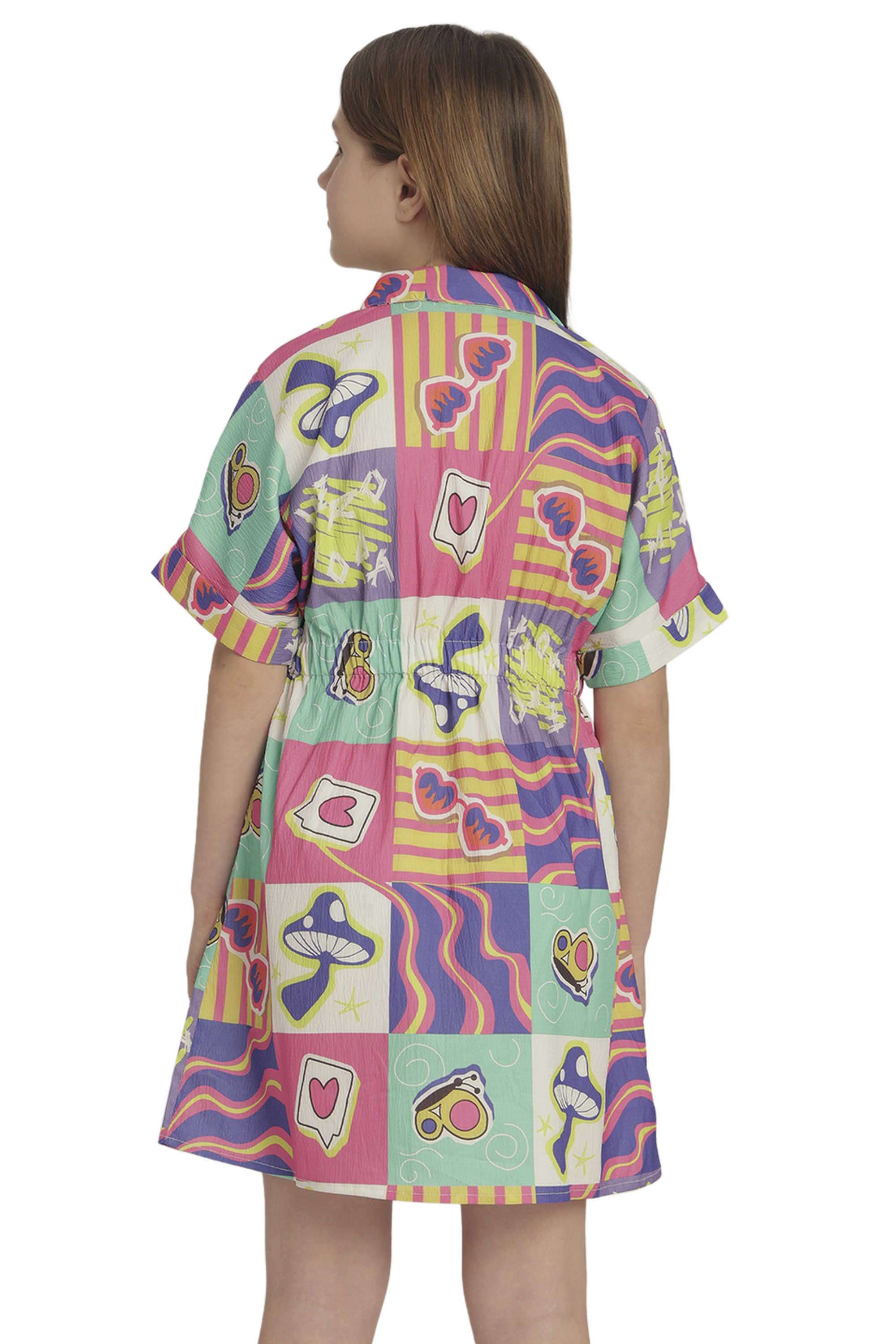 Printed-Cotton-Round-Neck-Girl-s-Casual-Wear-Dress