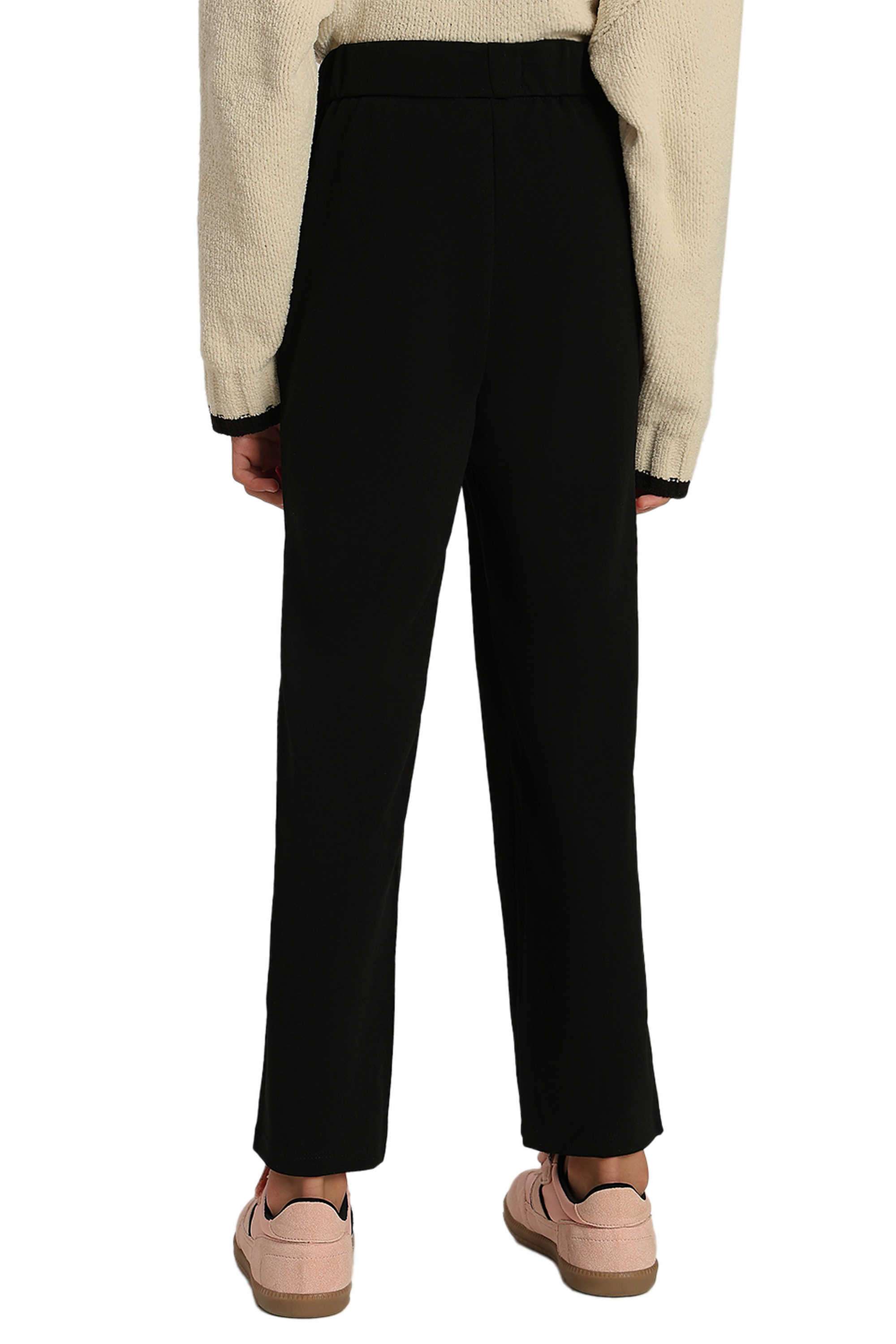 Solid-Blended-Fabric-Regular-Fit-Girl-s-Pants