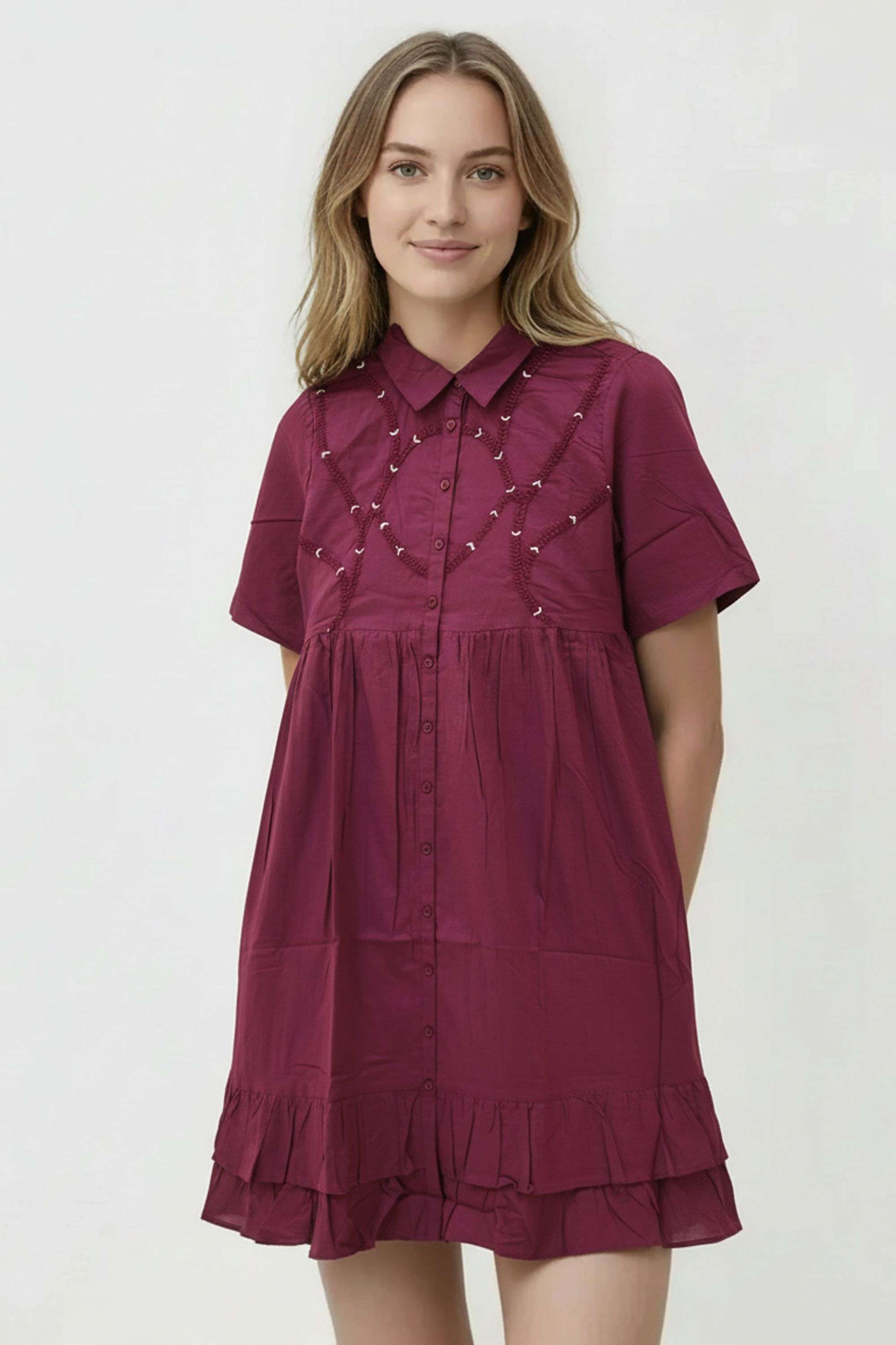 intune Embroidered Collared Cotton Women Dress-picture-23