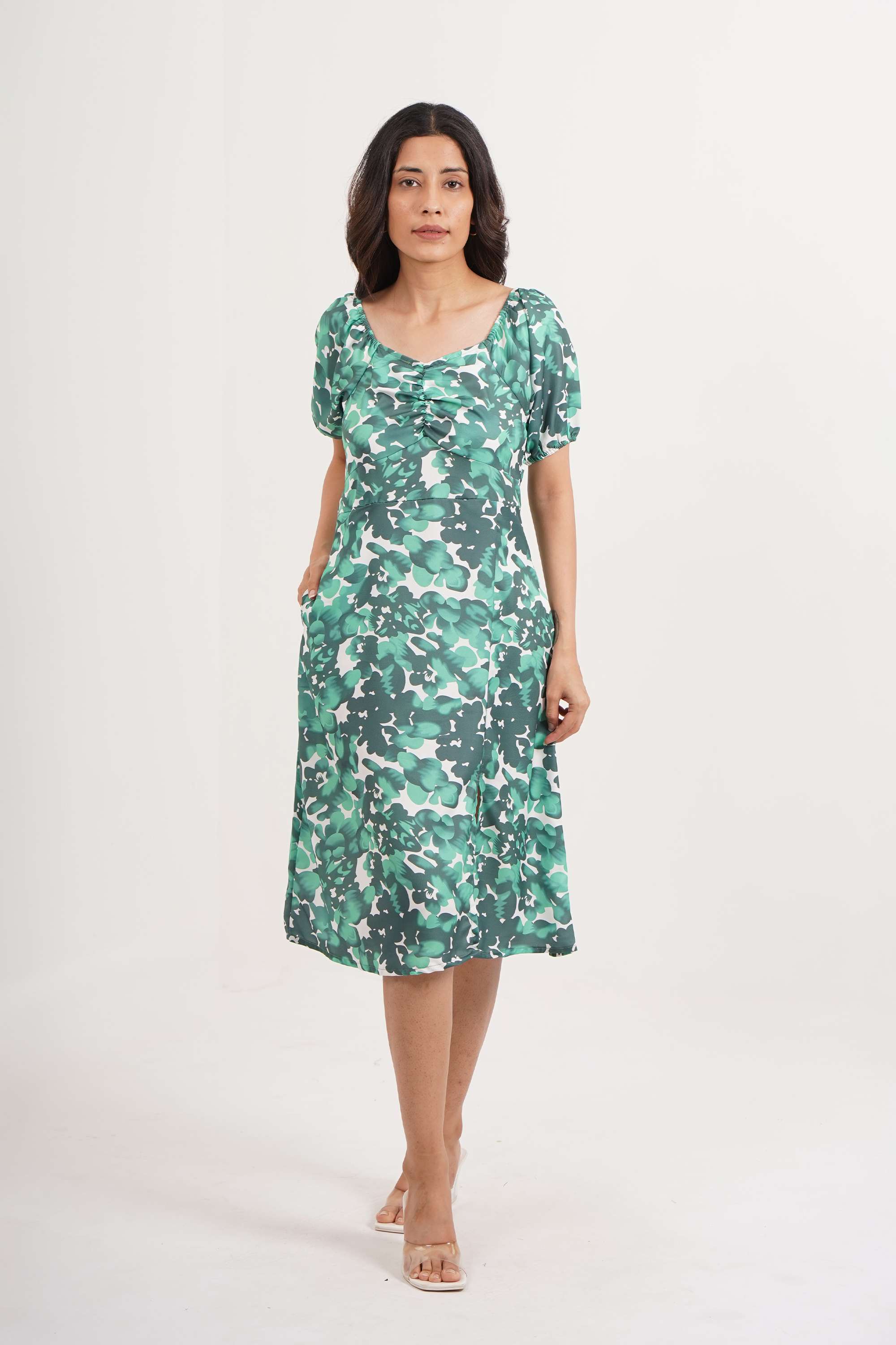 intune Printed V-Neck Polyester Women Dress-picture-23