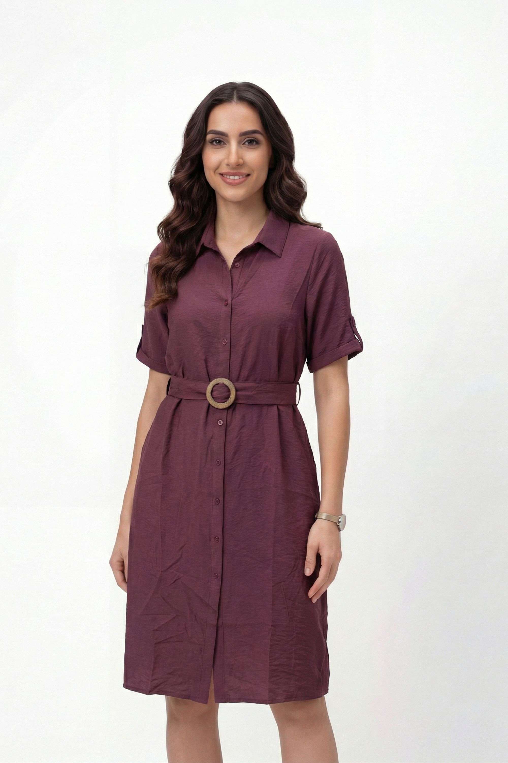intune Solid Collared Viscose Women Dress-picture-38