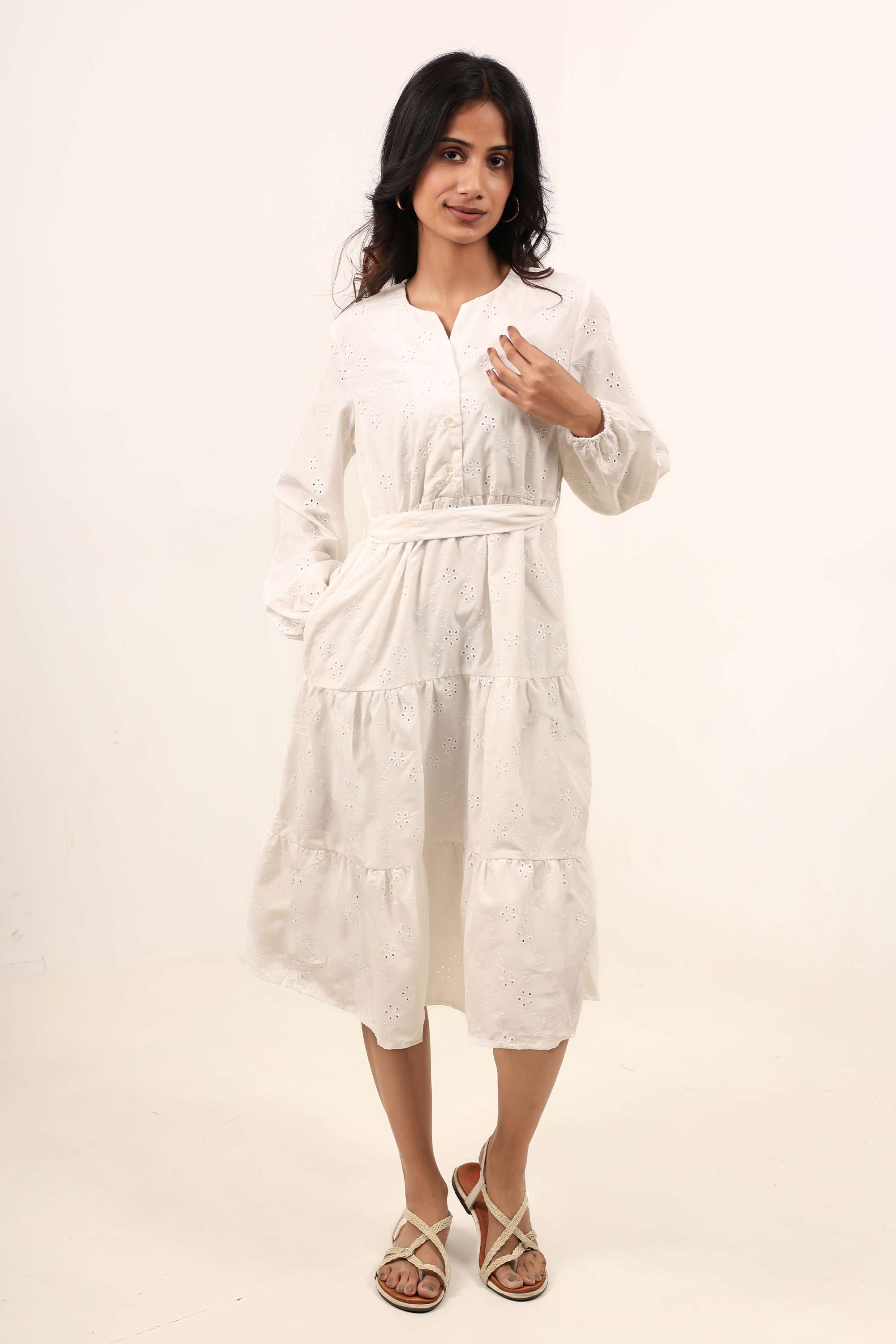 intune Solid Collared Cotton Women Dress-picture-34