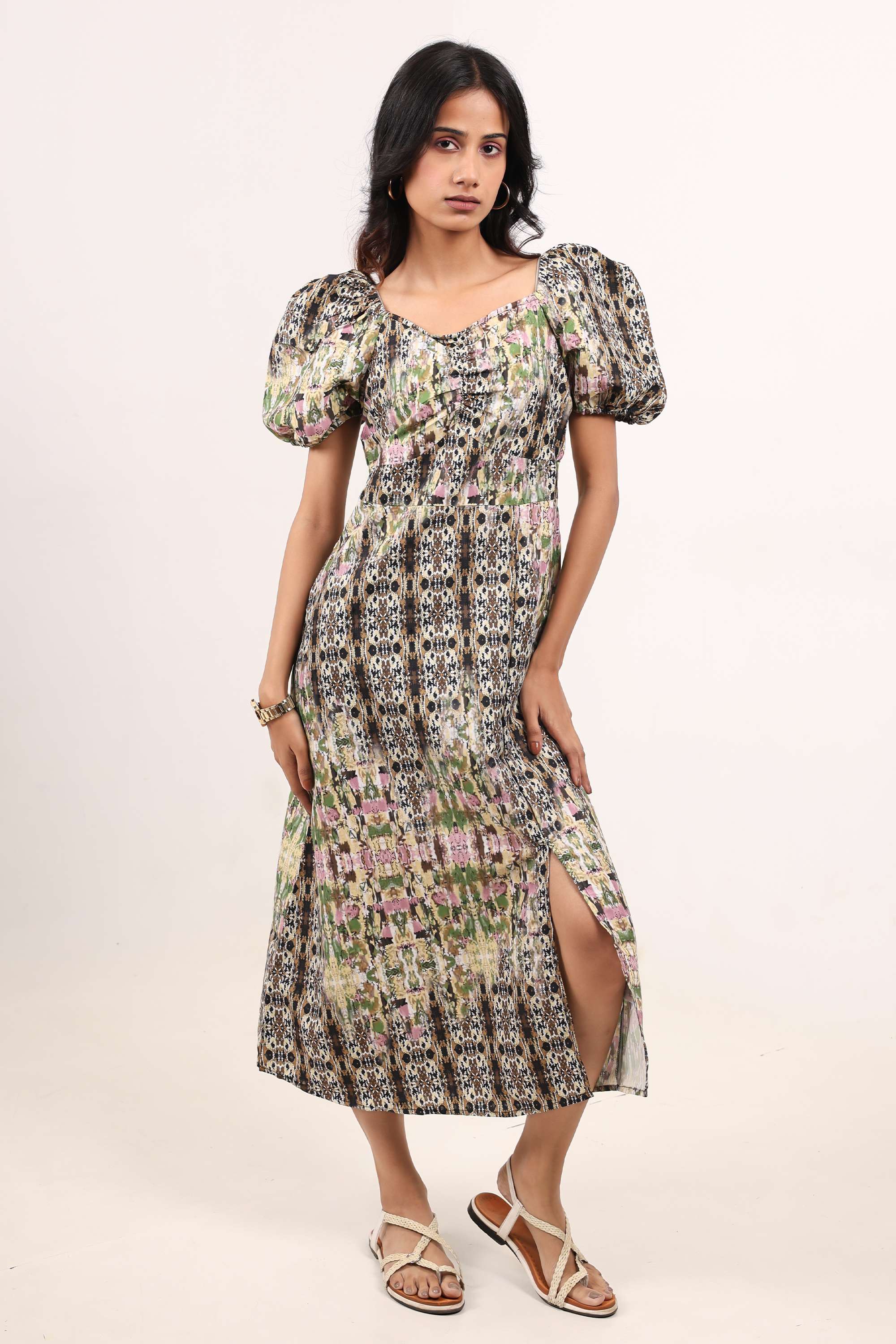intune Printed V-Neck Polyester Women Dress-picture-24