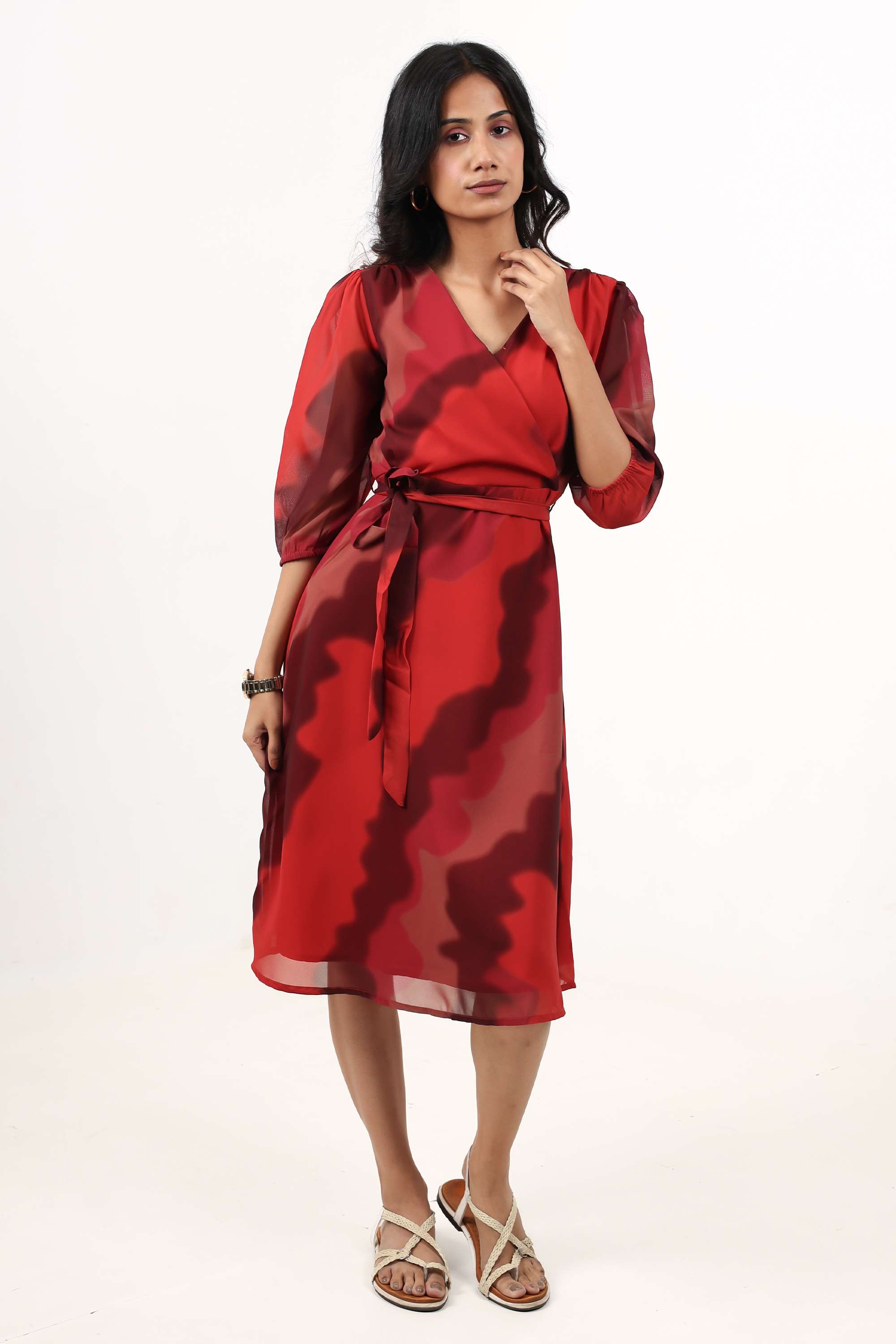 intune Printed Polyester V-Neck Women's Dress-picture-18