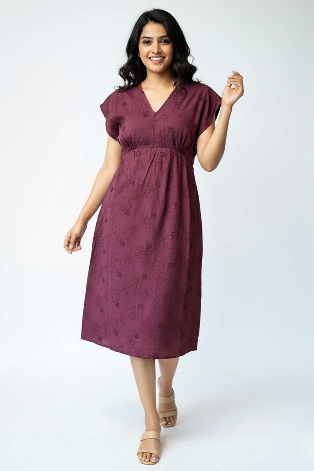 intune Embellished V-Neck Cotton Women Dress-picture-11