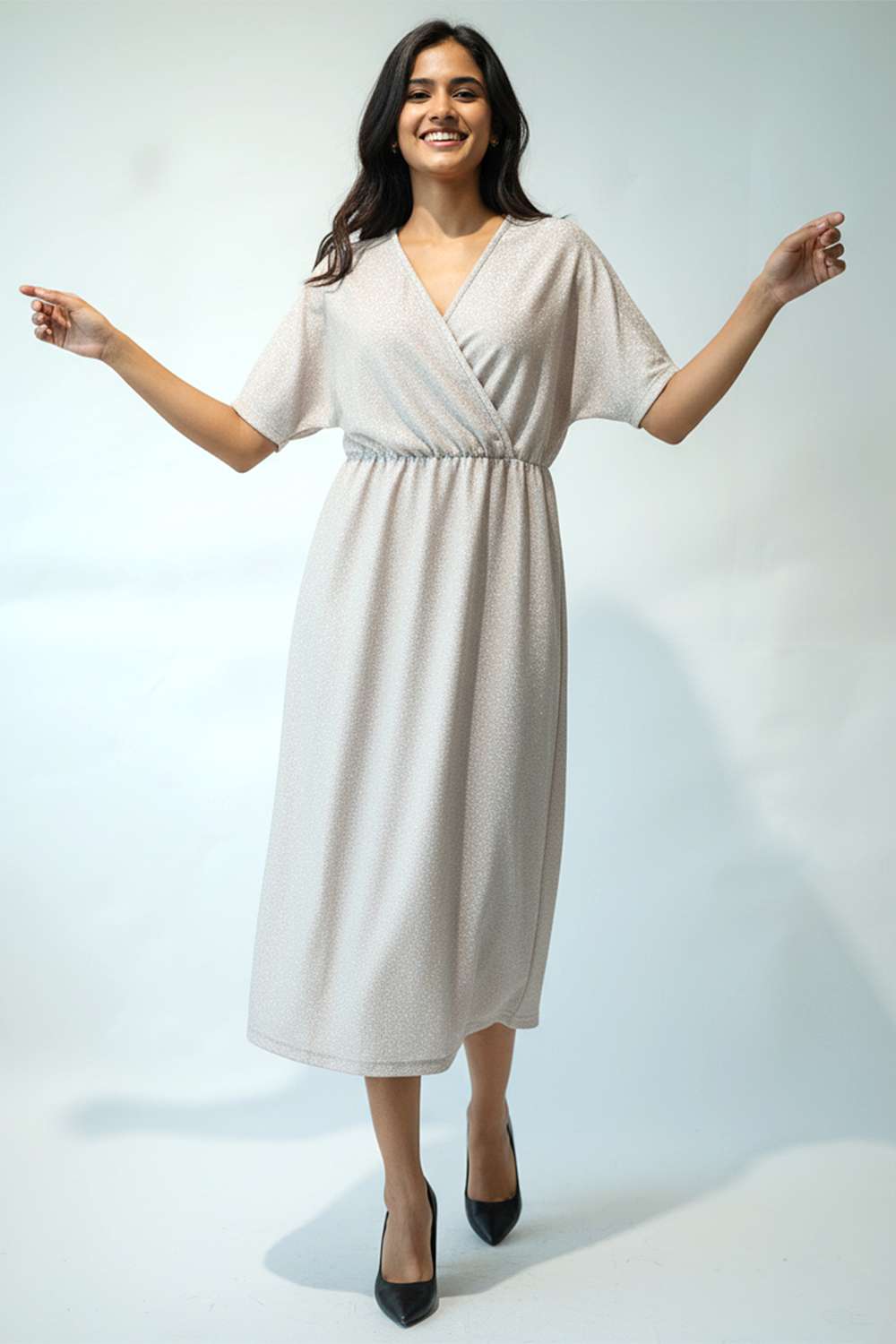 intune Embellished V-Neck Blended Fabric Women Dress-picture-34
