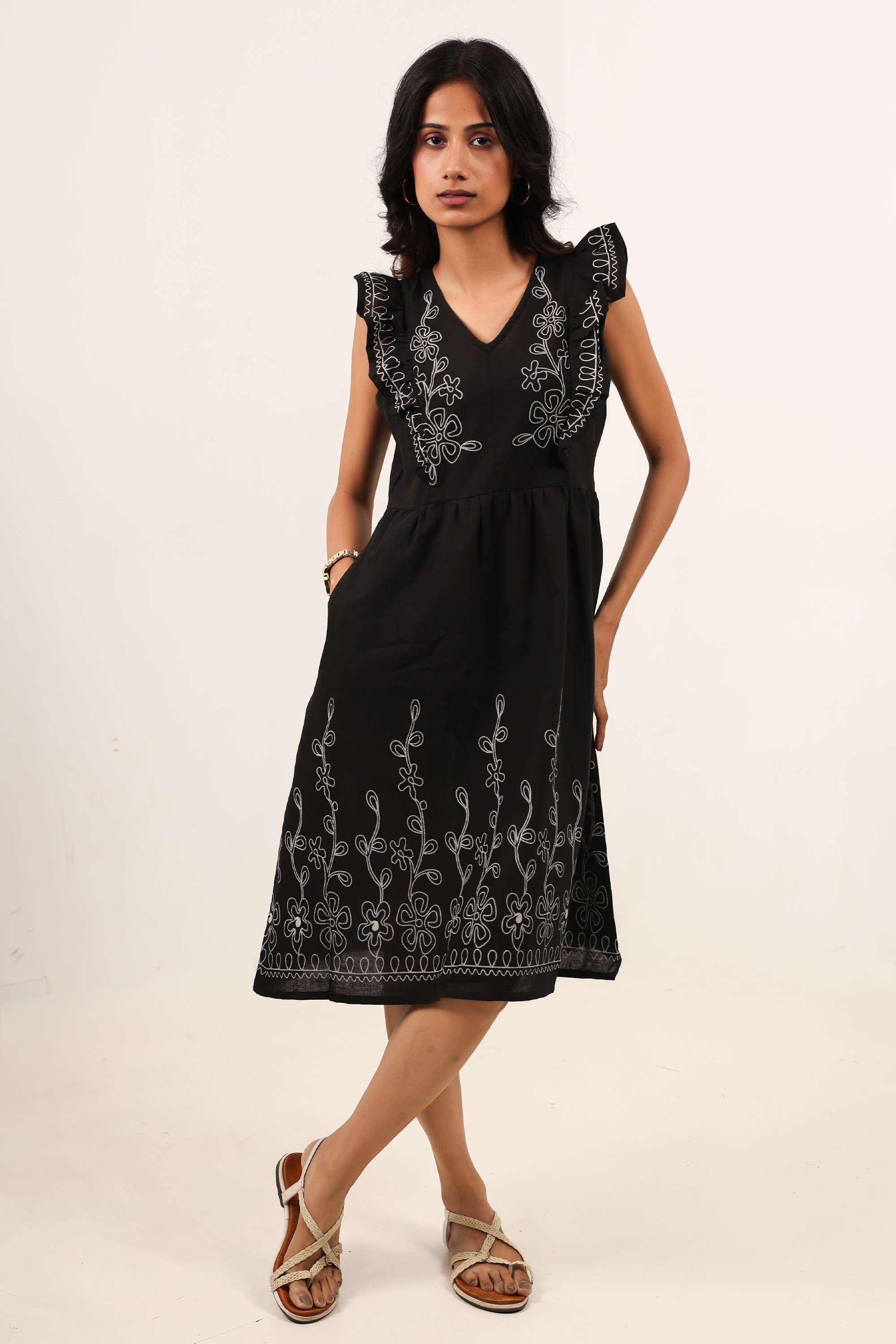 intune Printed V-Neck Blended Fabric Women Dress-picture-19
