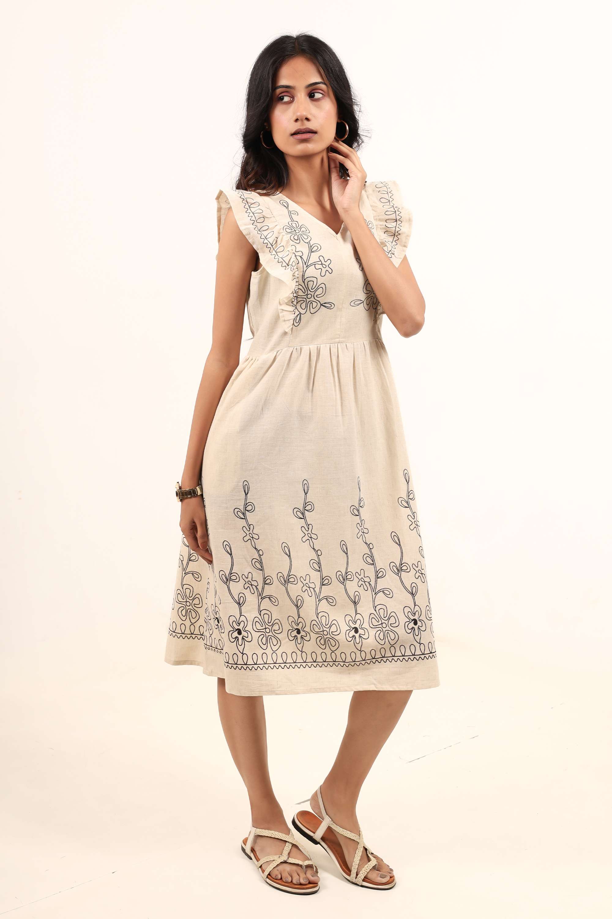 intune Printed V-Neck Blended Fabric Women Dress-picture-17