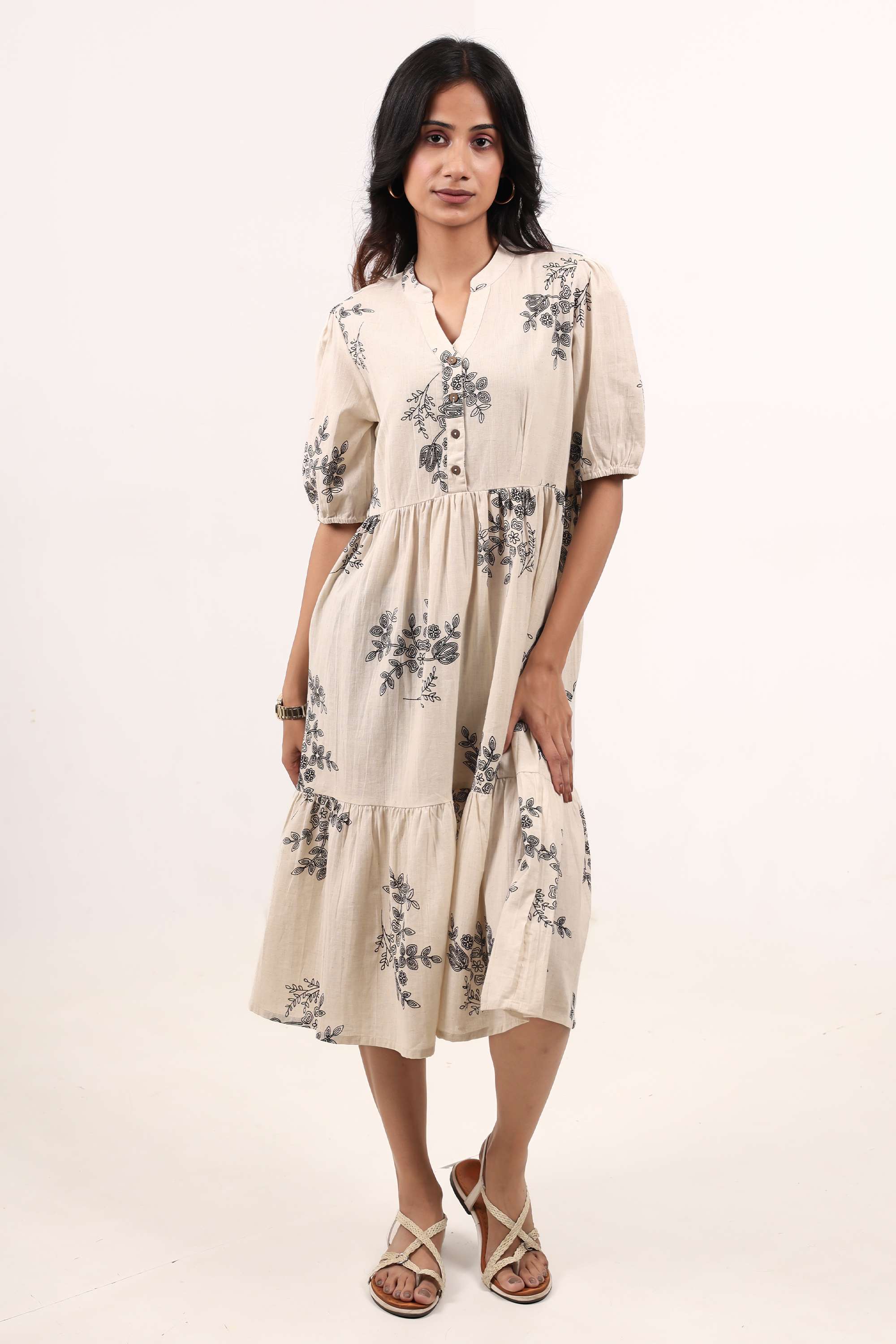 intune Printed Collared Blended Fabric Women Dress-picture-26