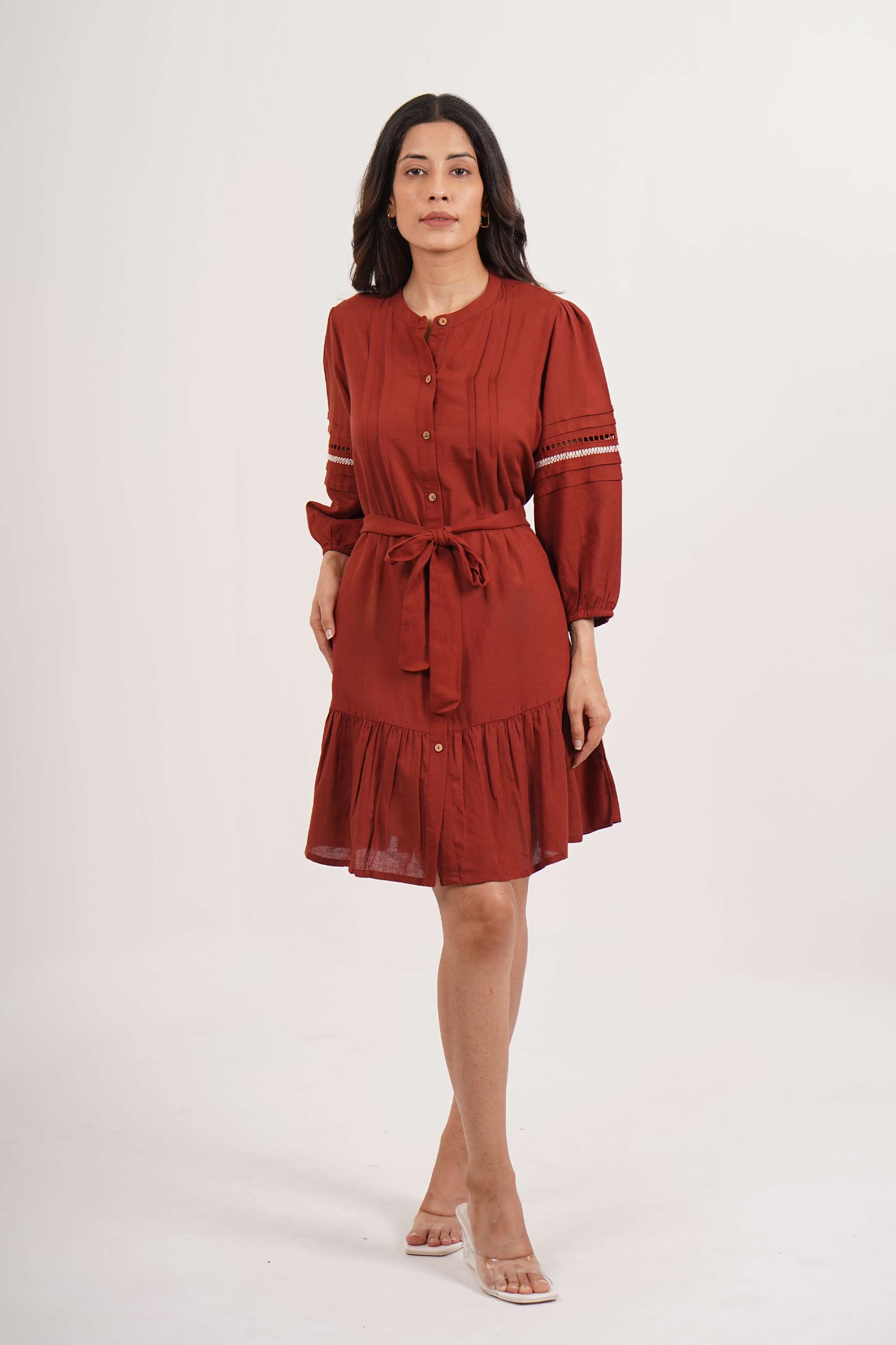 intune Embroidered Collared Rayon Women Dress-picture-11