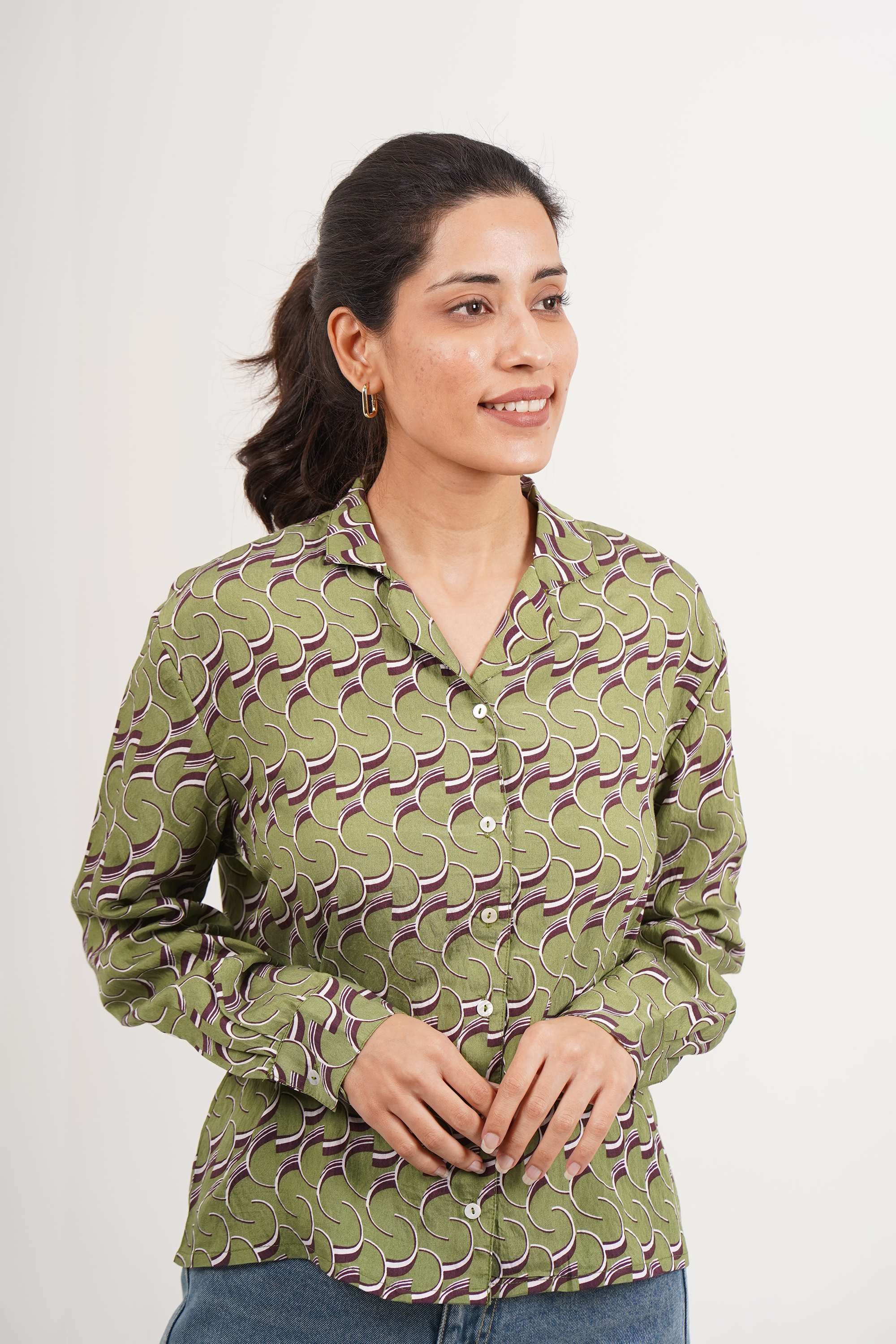 intune Printed Collared Viscose Women's Casual Wear Shirt-picture-13