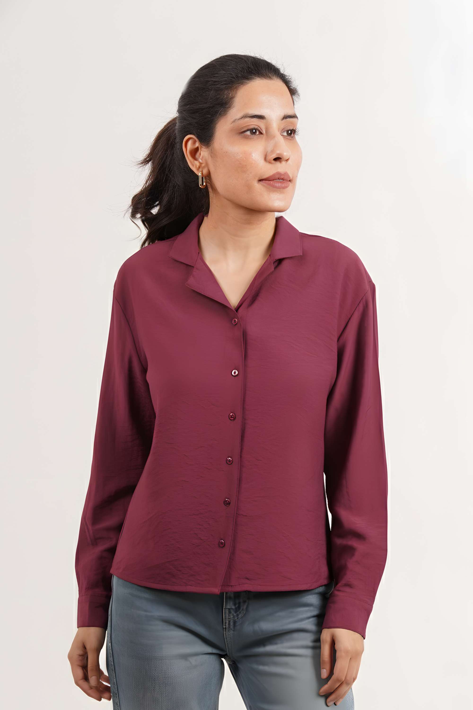 intune Solid Collared Viscose Women's Casual Wear Shirt-picture-14