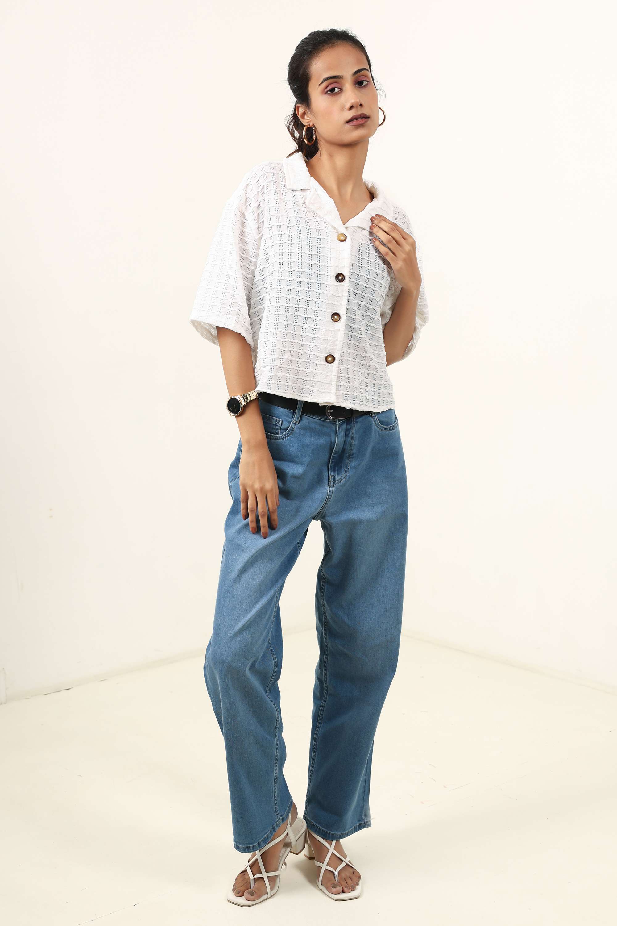 intune Solid Polyester Collared Women Shirt-picture-11