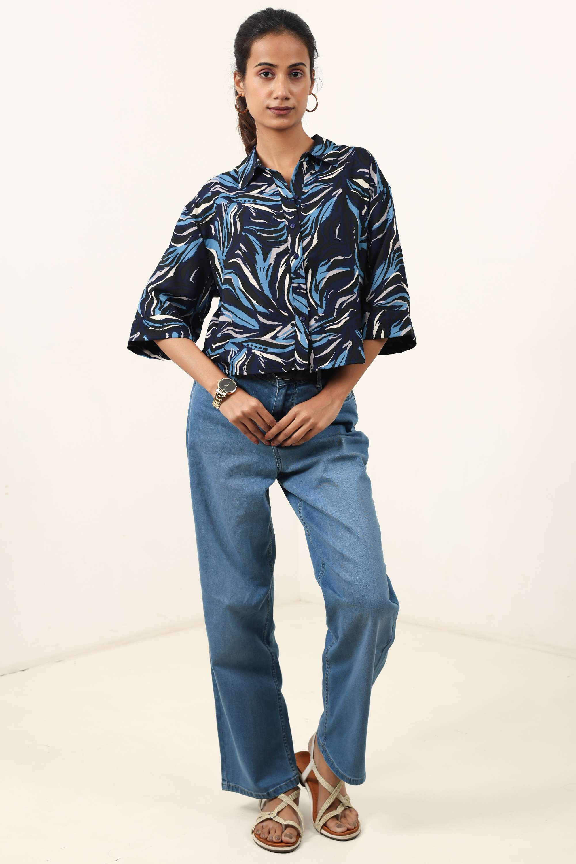 intune Printed Polyester Collared Women Shirt-picture-28