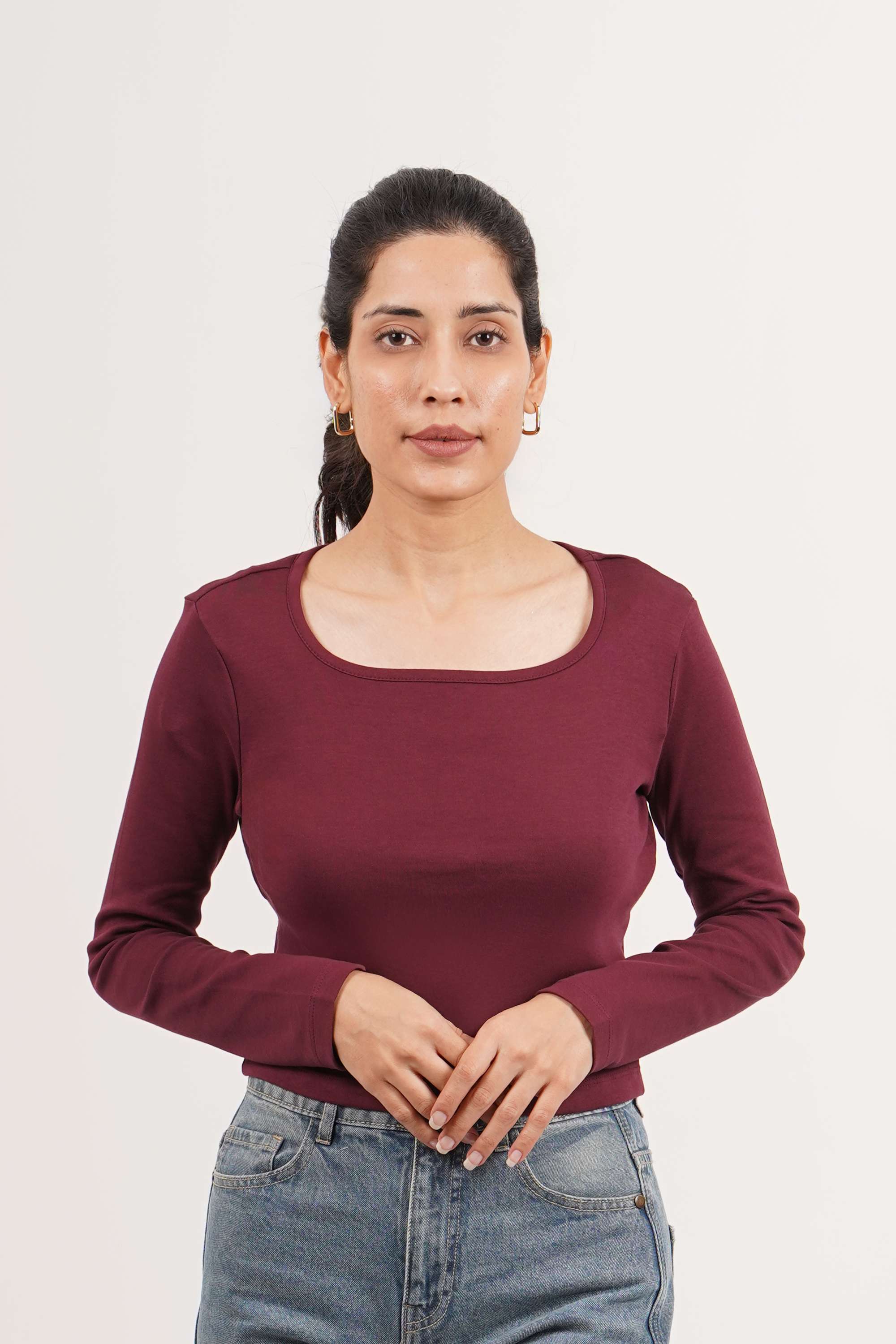 intune Solid Square Neck Cotton Women's Casual Wear Top-picture-22