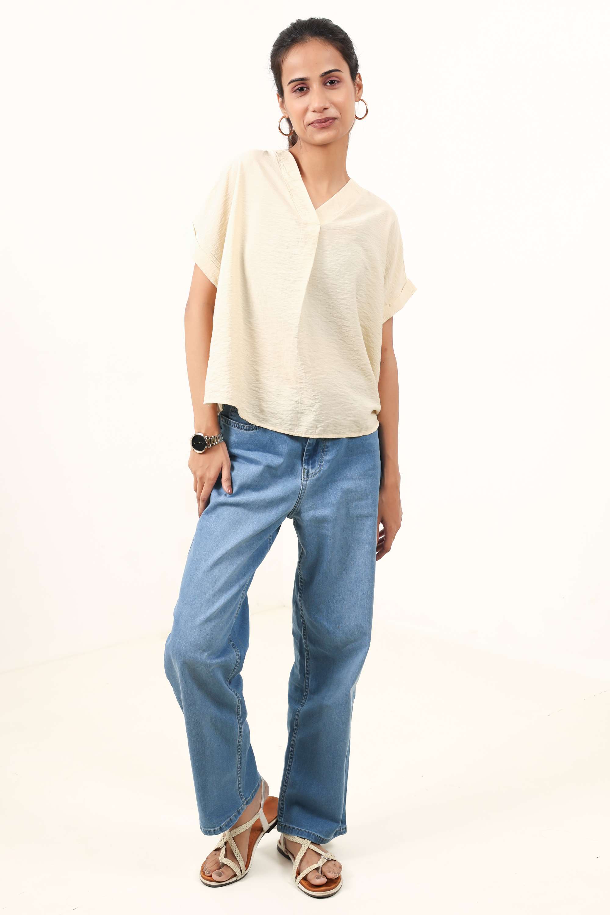 intune Solid Polyester V-Neck Women's Top-picture-10