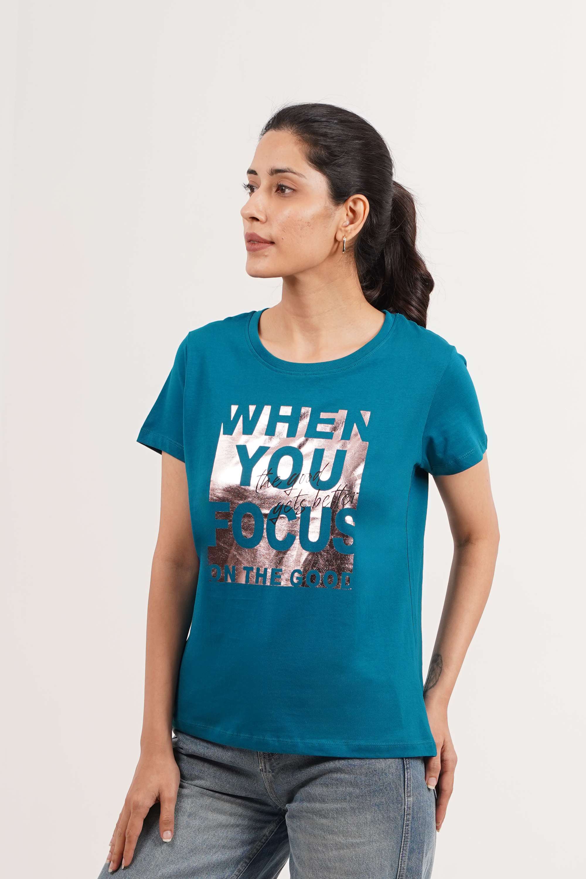 intune Printed Cotton Round Neck Women T-Shirt-picture-17