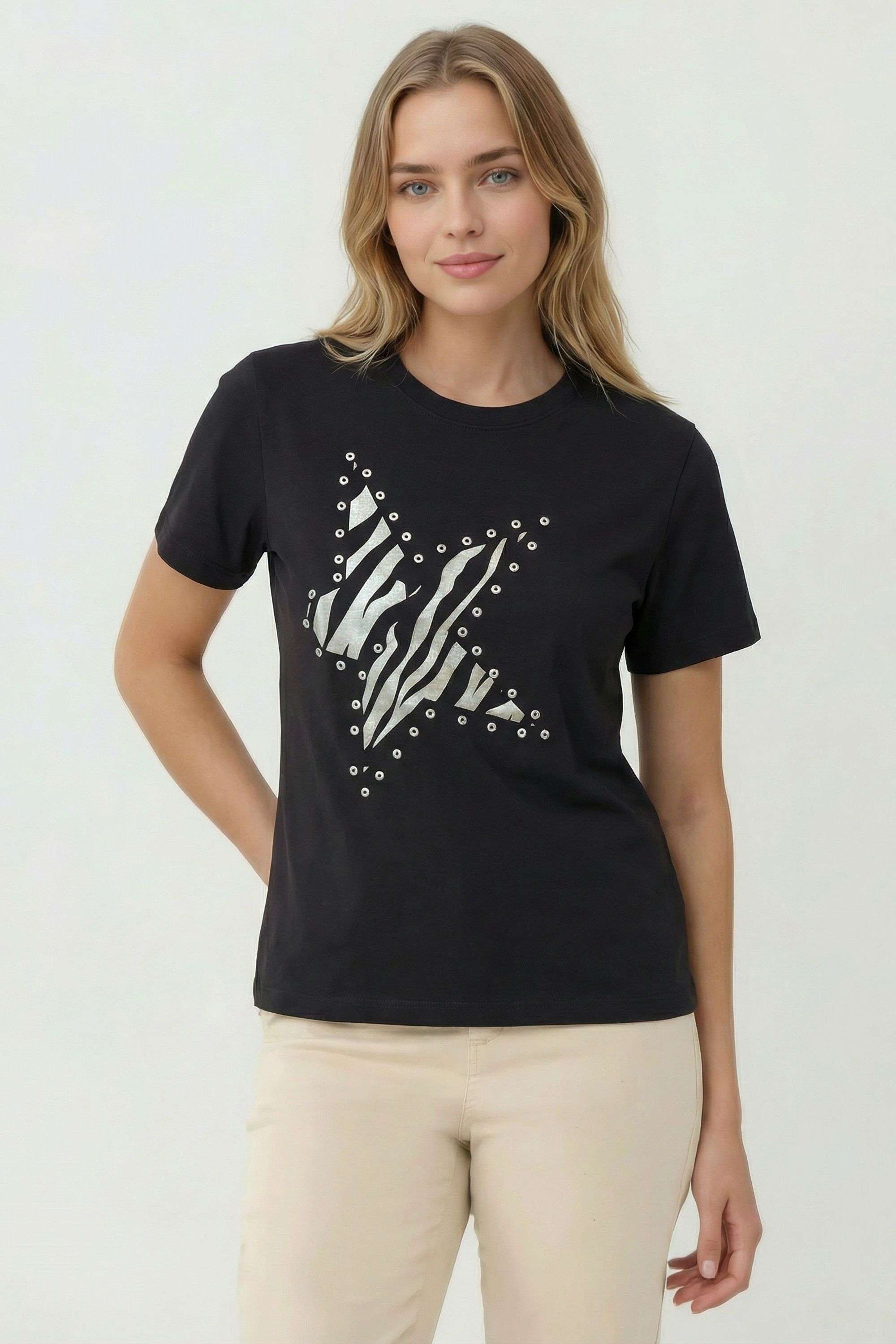 intune Embellished Cotton Short Sleeves Regular Fit Casual Wear Women T-Shirt-picture-16
