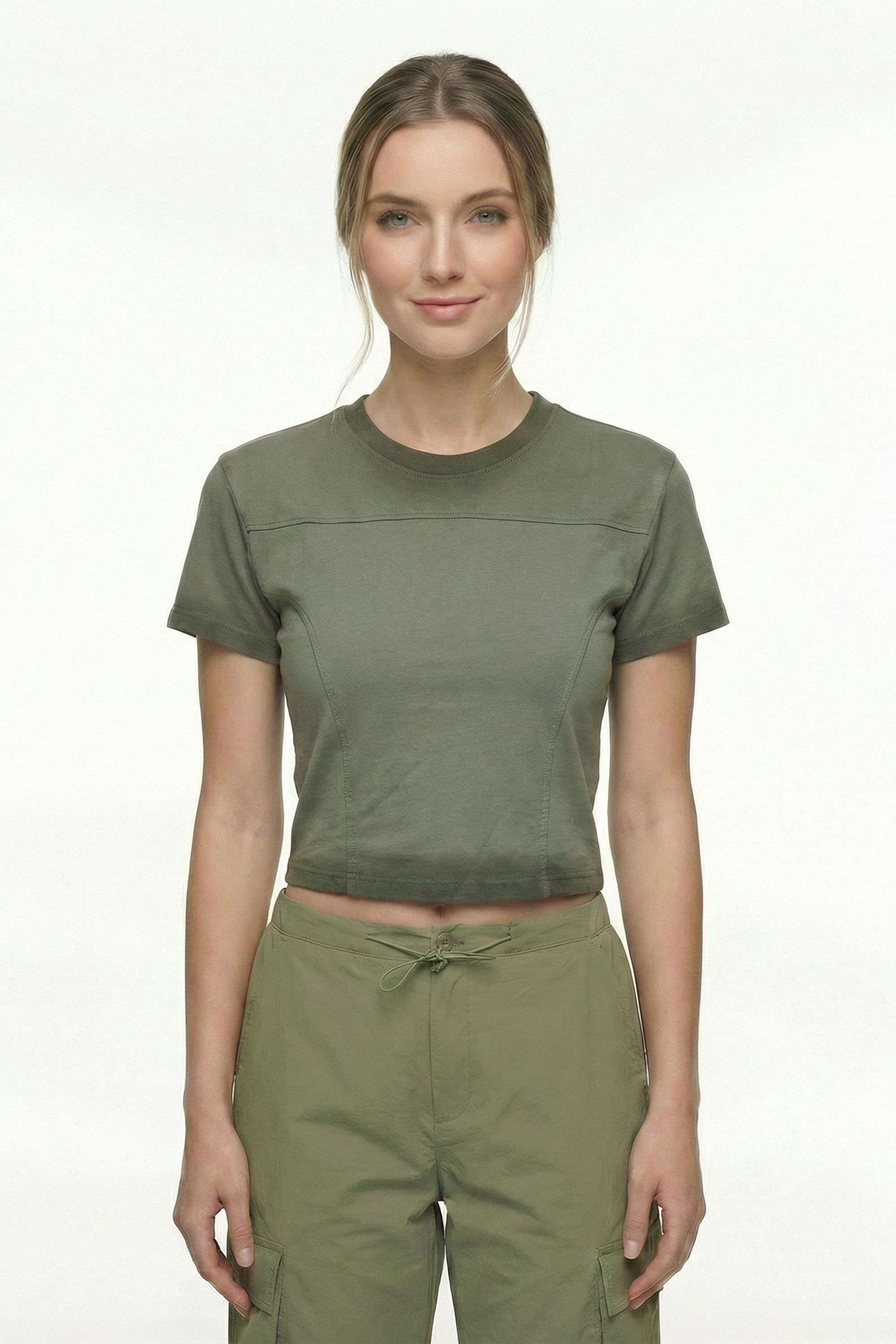 intune Solid Cotton Short Sleeves Slim Fit Casual Wear Women T-Shirt-picture-25