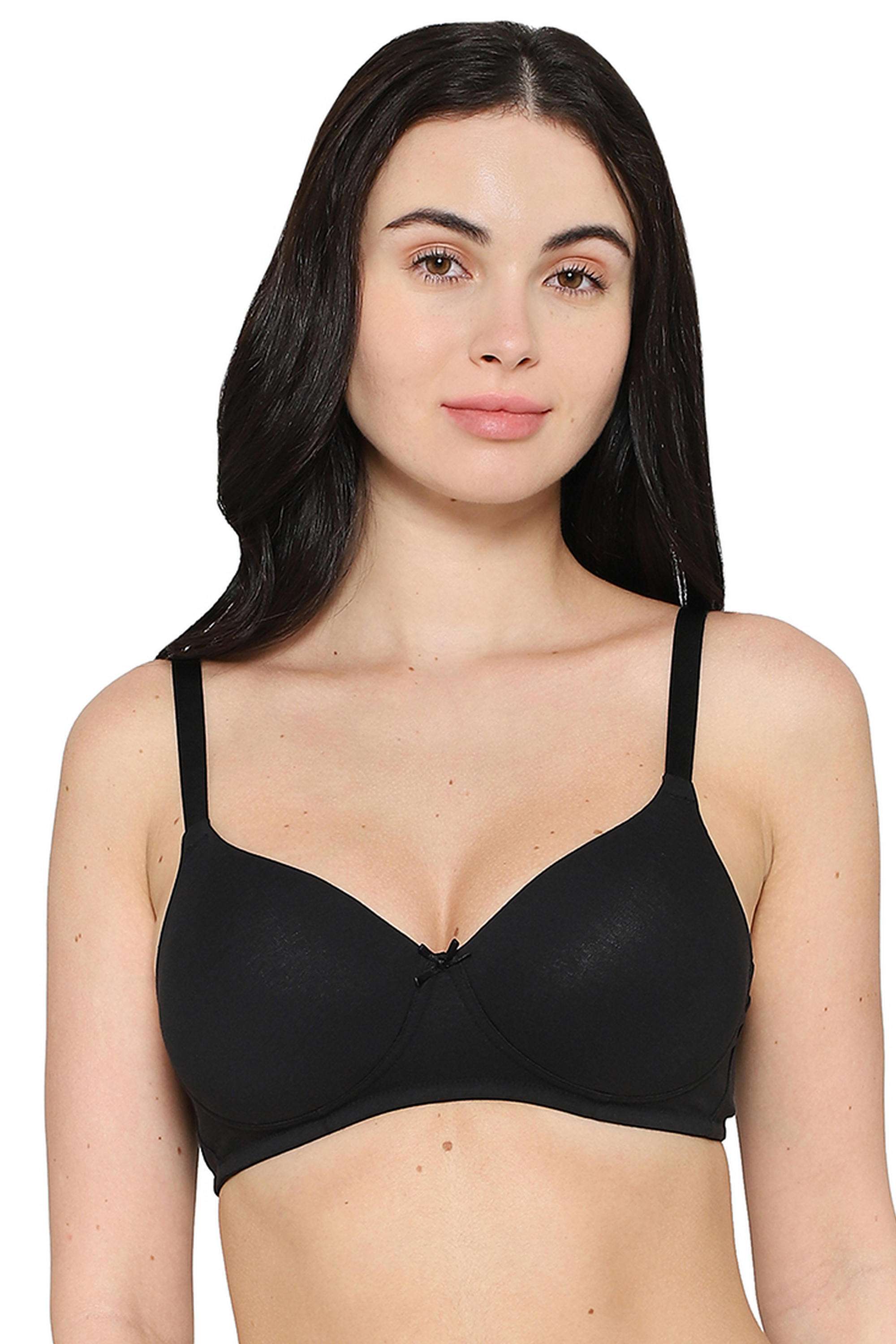 Women-s-BASICS-Essentials-Padded-Non-wired-3/4th-Cup-Everyday-Wear-Cotton-Blend-T-shirt-Bra