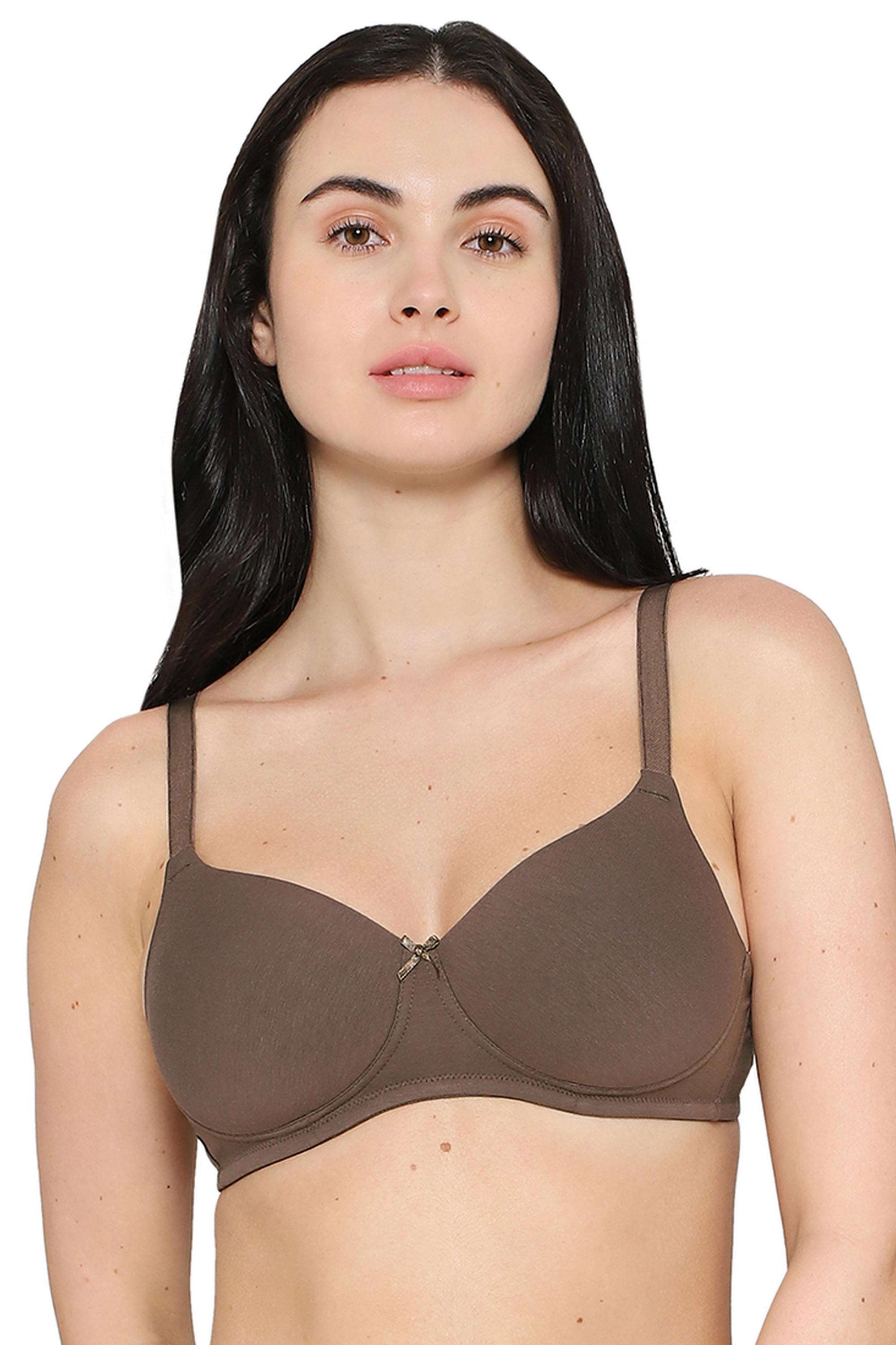 Women-s-BASICS-Essentials-Padded-Non-wired-3/4th-Cup-Everyday-Wear-Cotton-Blend-T-shirt-Bra