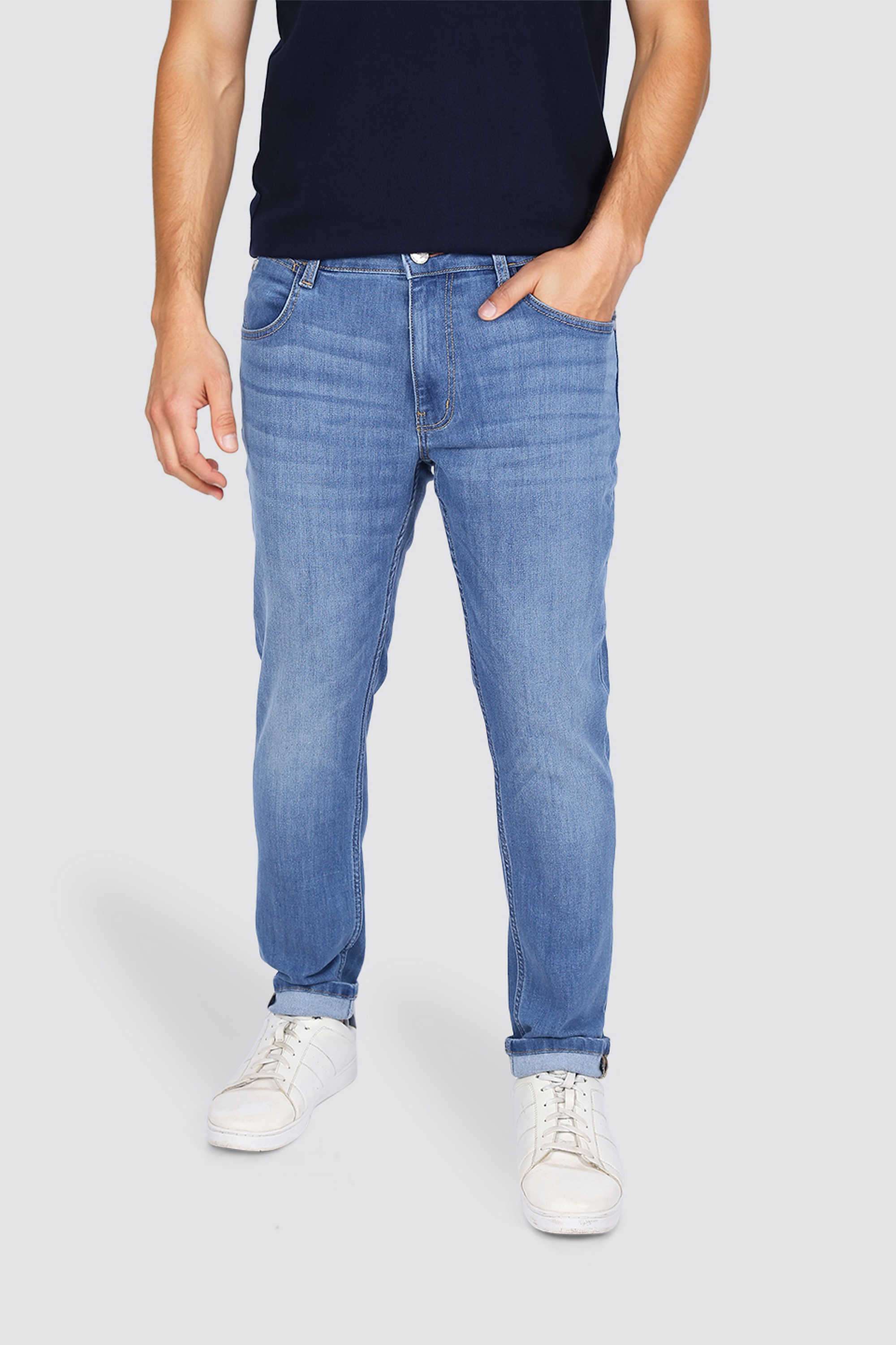 Solid-Cotton-Slim-Fit-Men-s-Jeans
