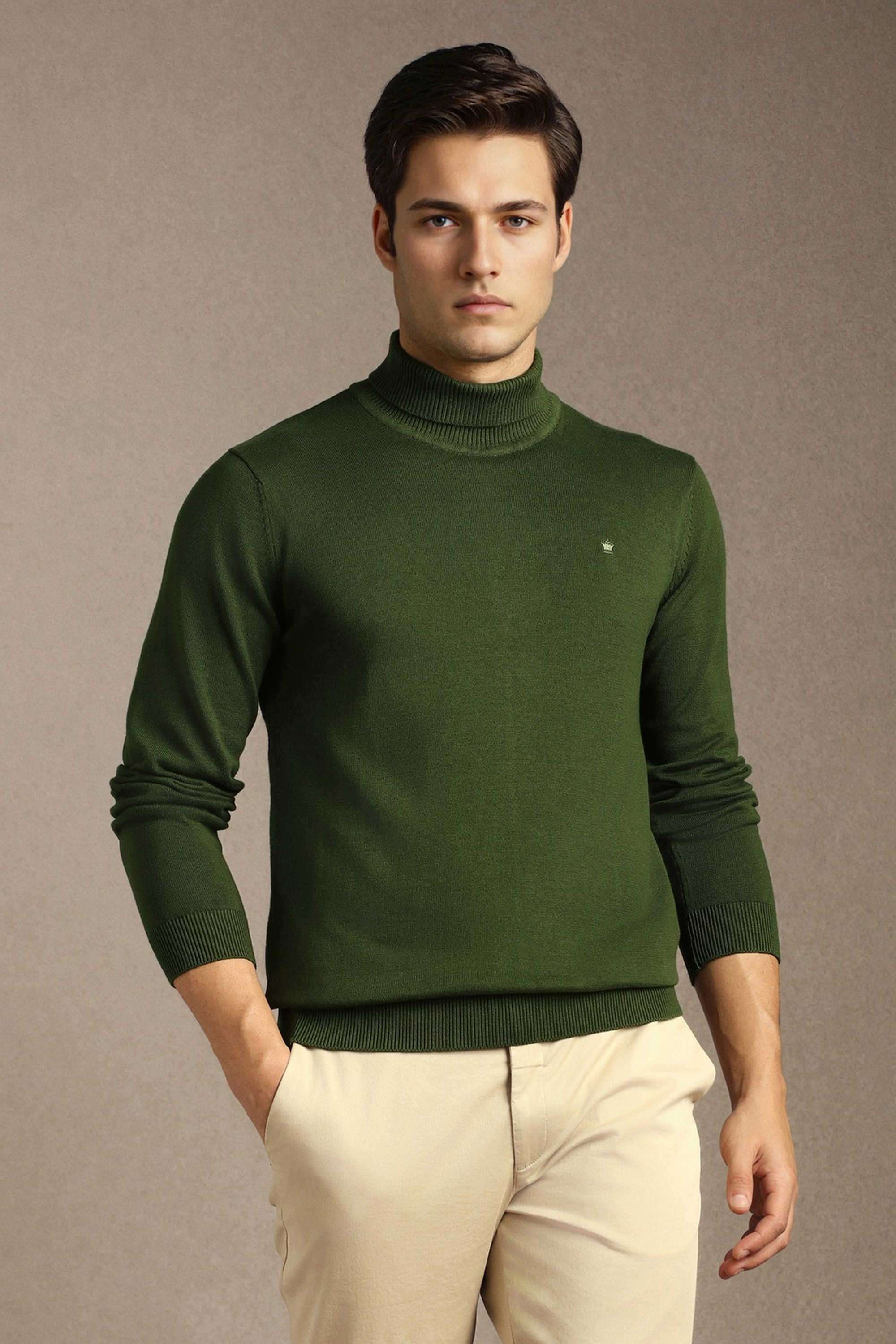 Solid-Blended-Fabric-High-Neck-Men-s-Sweater