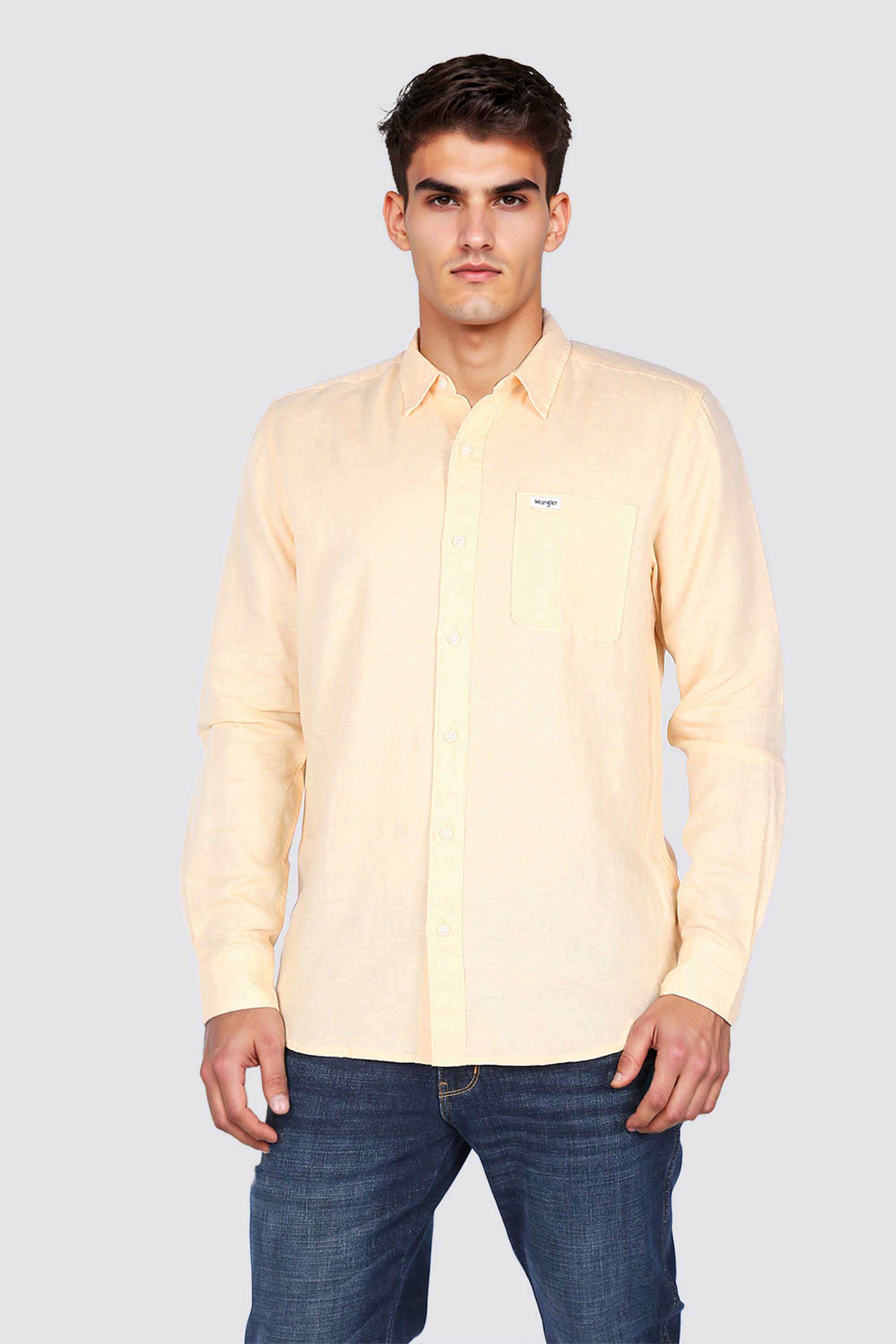 Solid-Linen-Blend-Regular-Fit-Men-Casual-Wear-Shirt