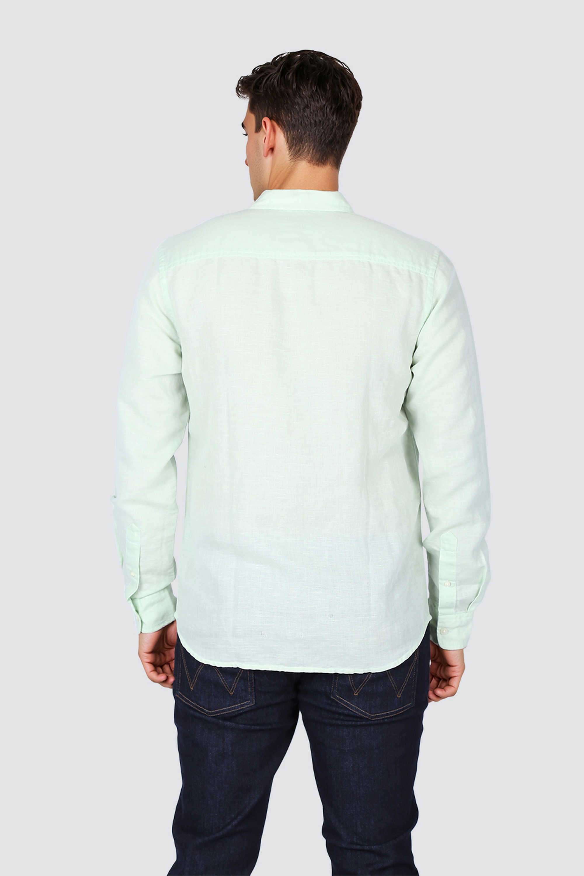 Solid-Linen-Blend-Regular-Fit-Men-Casual-Wear-Shirt