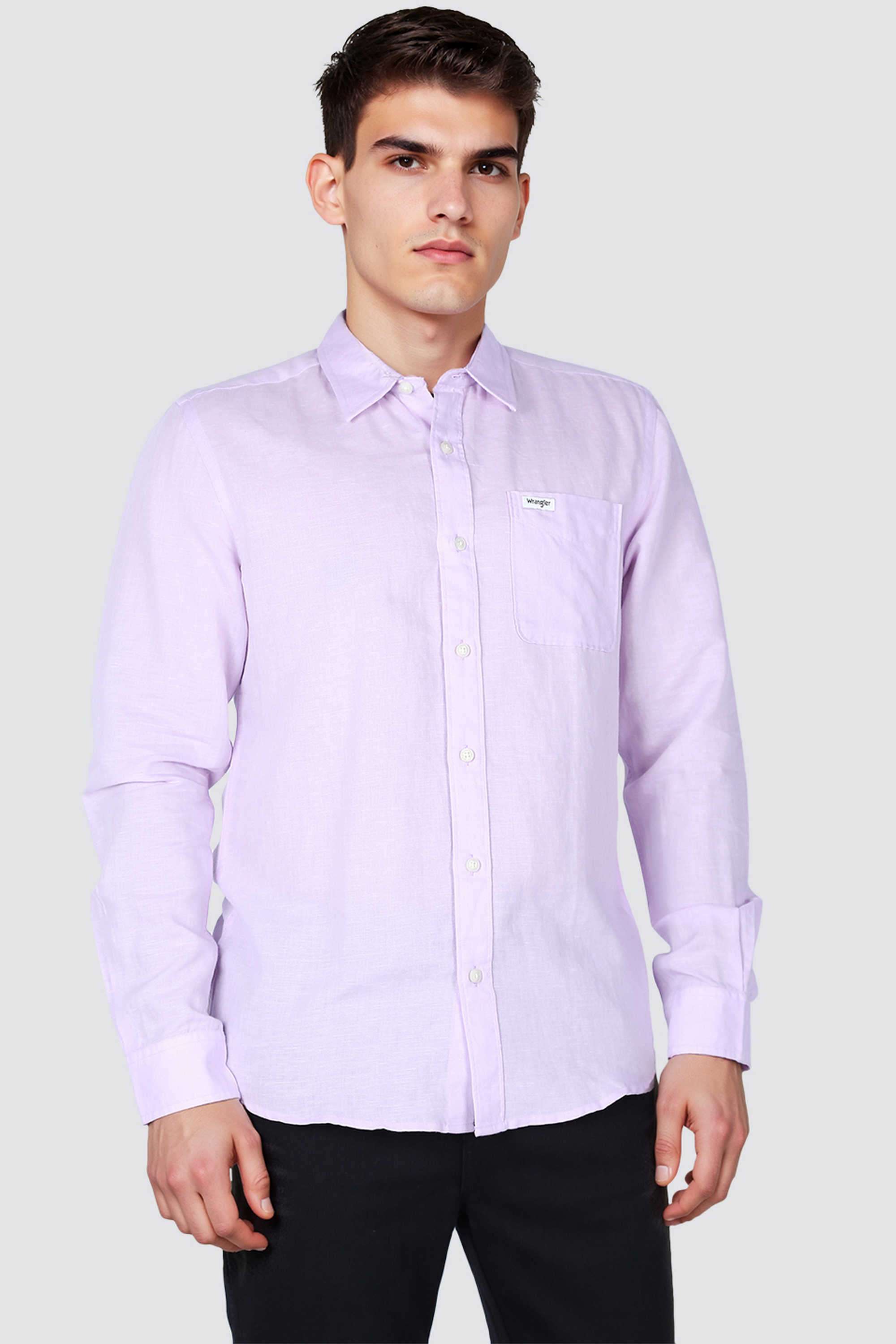 Solid-Linen-Blend-Regular-Fit-Men-Casual-Wear-Shirt
