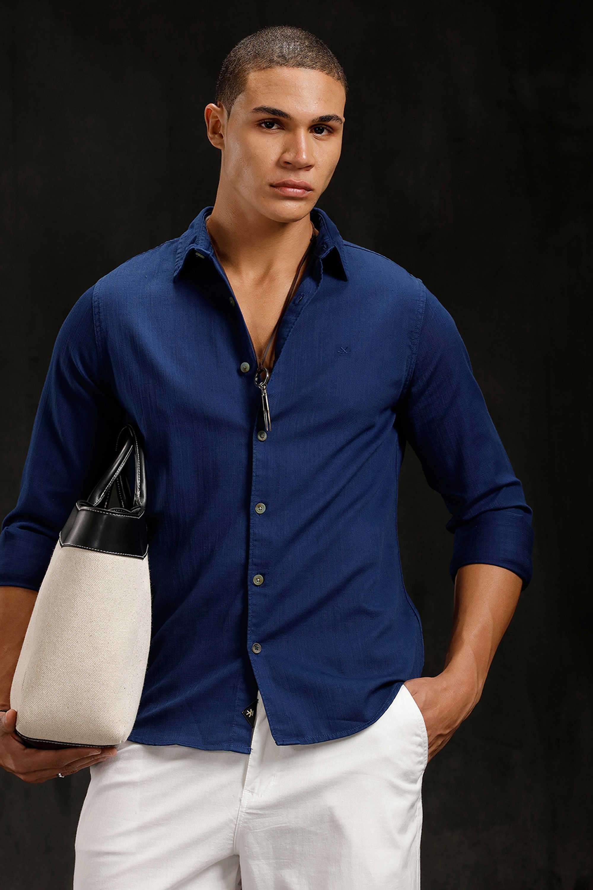 Solid-Cotton-Slim-Fit-Men-s-Casual-Wear-Shirt