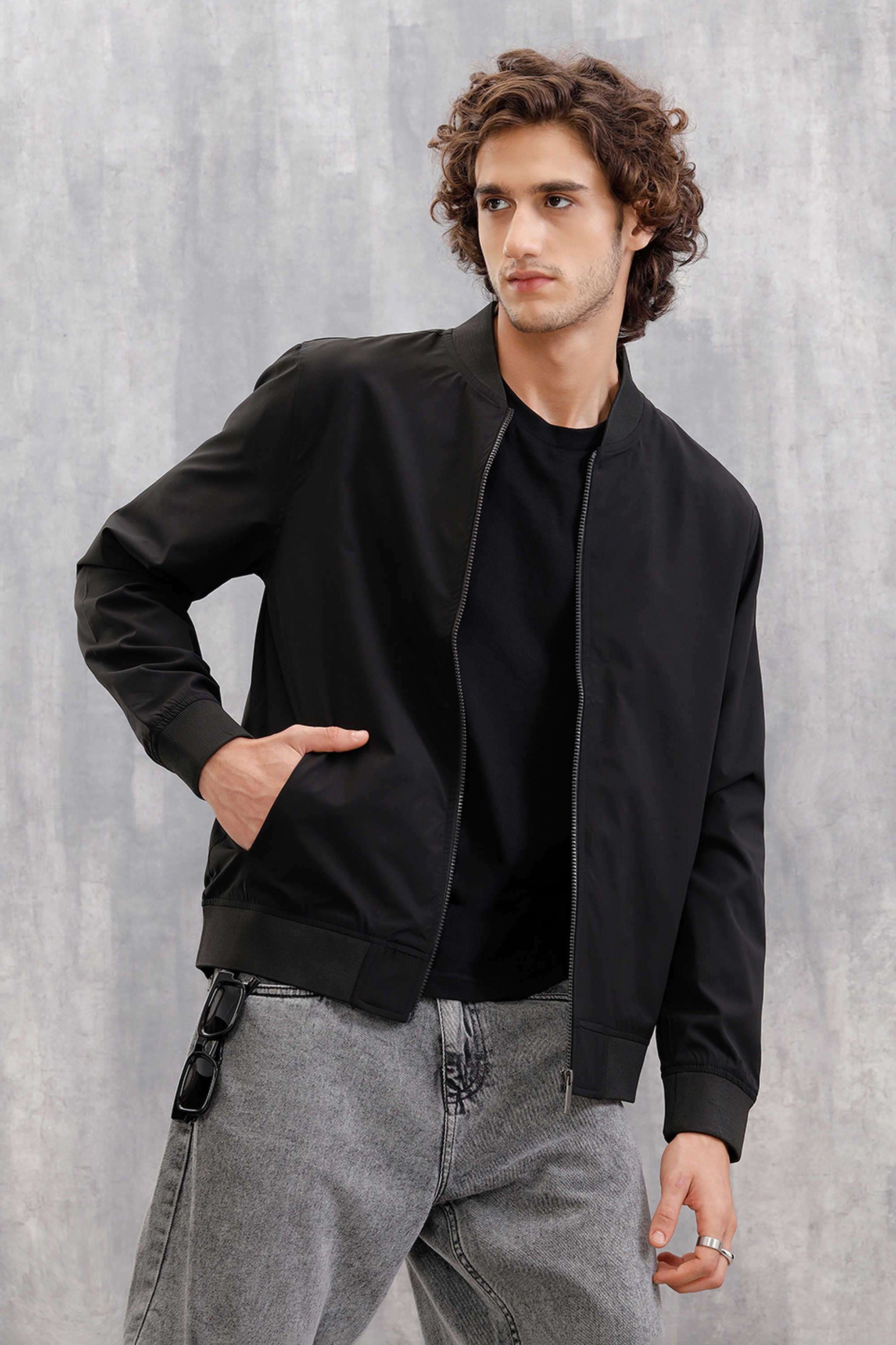 Solid-Polyester-Slim-Fit-Men-s-Casual-Jacket