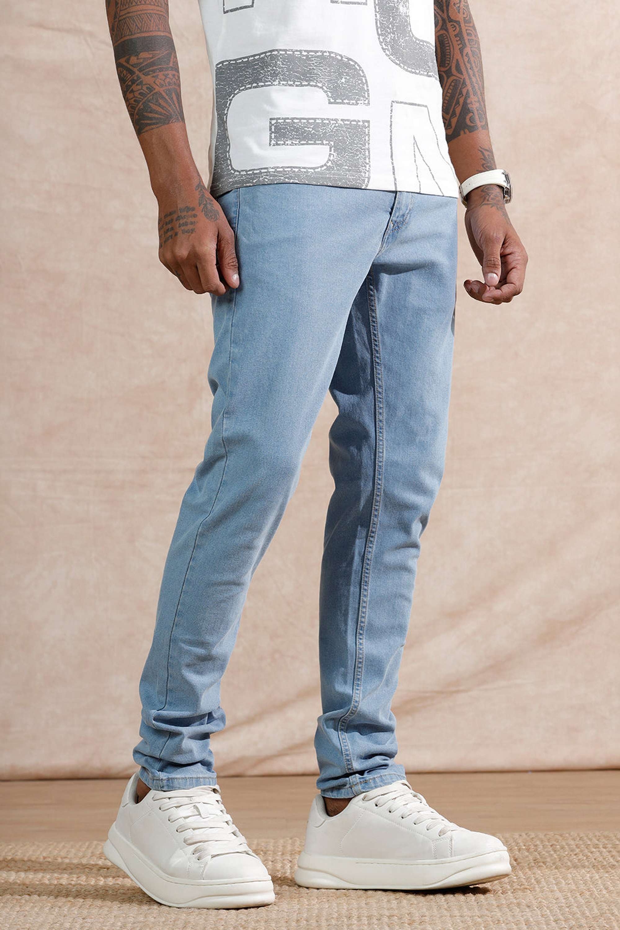 Light-Wash-Cotton-Tapered-Fit-Men-s-Jeans